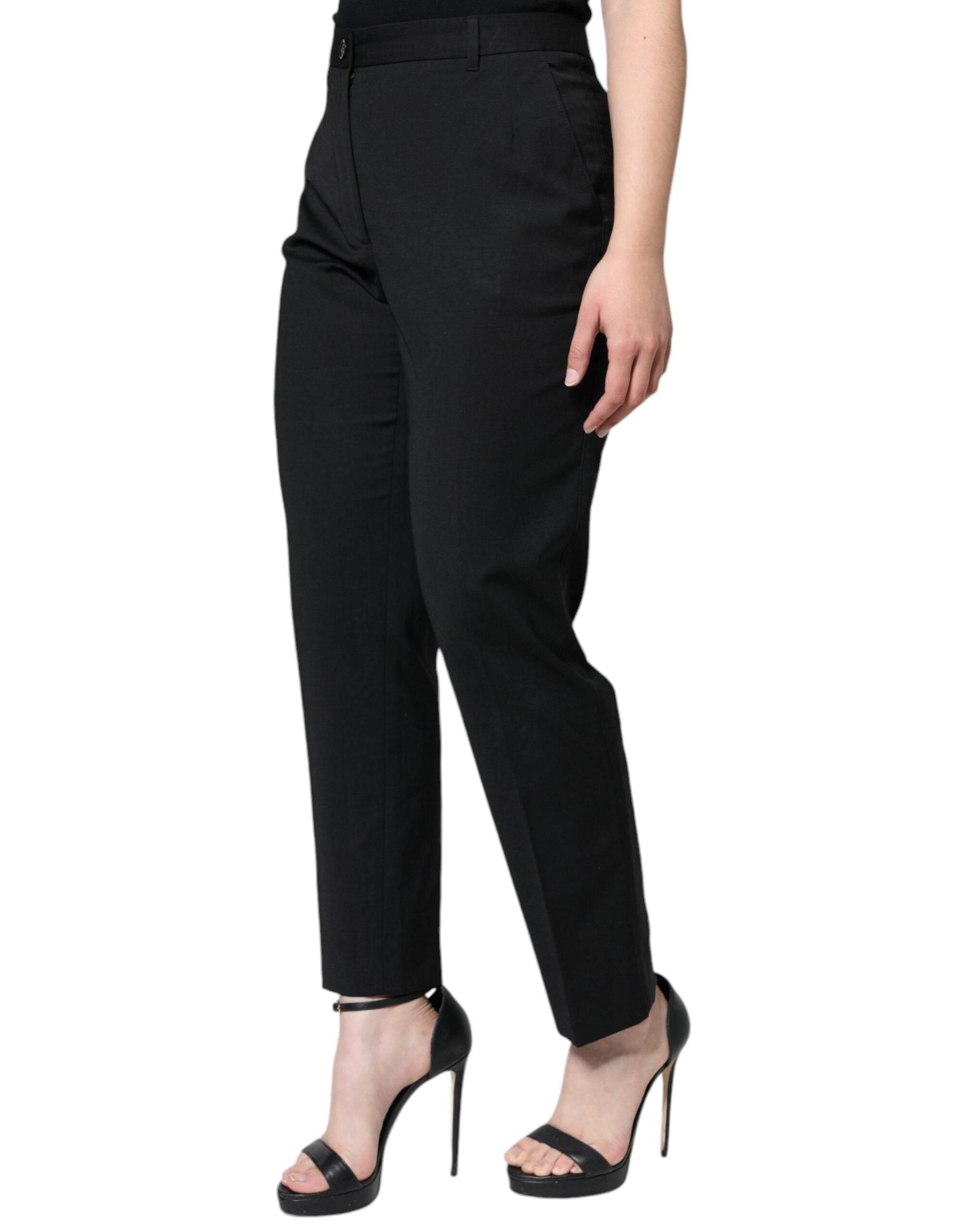Dolce & Gabbana Black High Waist Tapered Pants - Hilstor