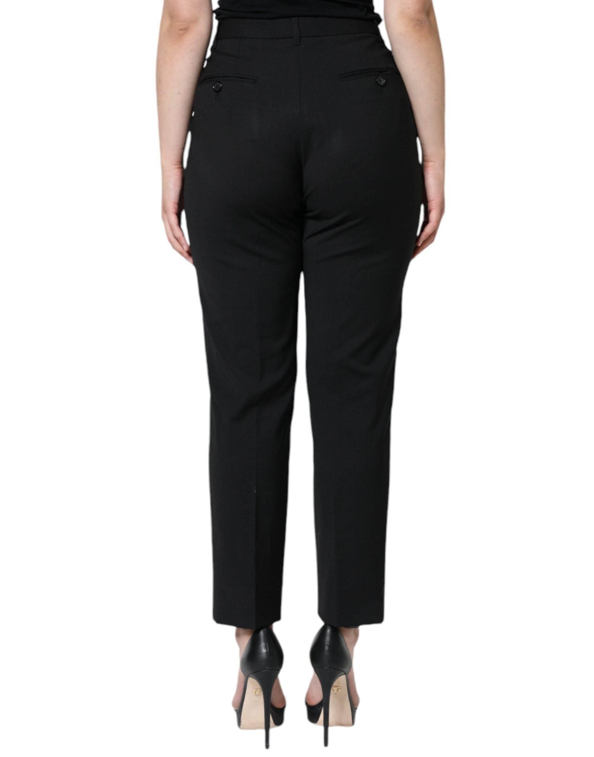 Dolce & Gabbana Black High Waist Tapered Pants - Hilstor