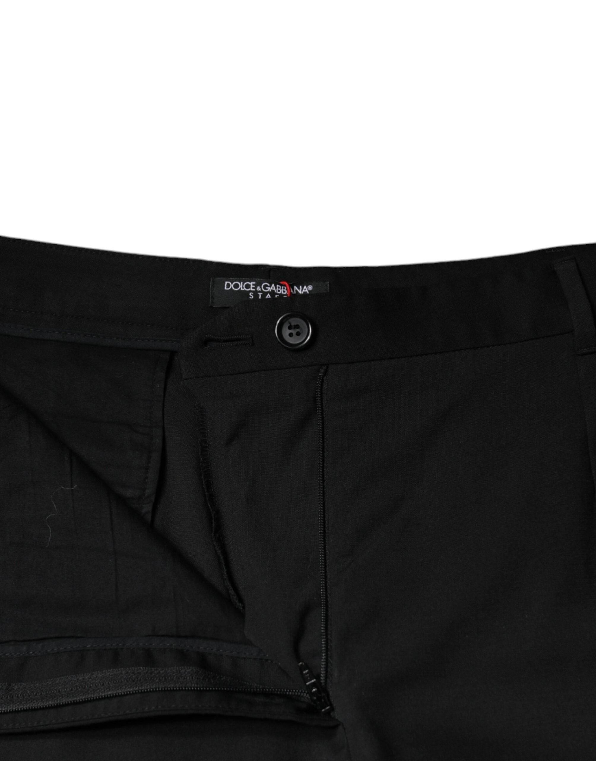 Dolce & Gabbana Black High Waist Tapered Pants - Hilstor
