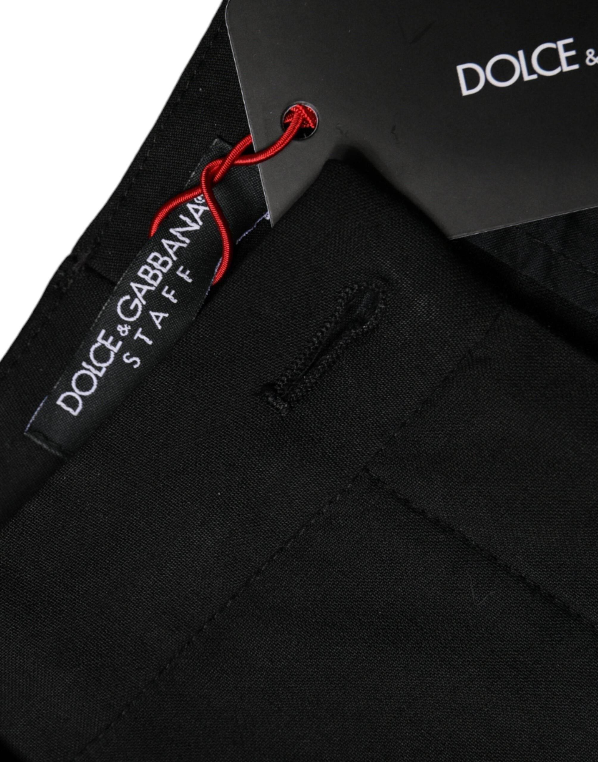 Dolce & Gabbana Black High Waist Tapered Pants - Hilstor