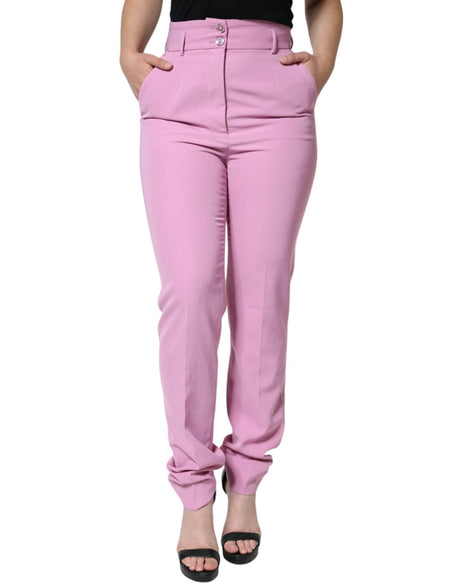 Dolce & Gabbana Pink Polyester High Waist Women Tapered Pants - Hilstor
