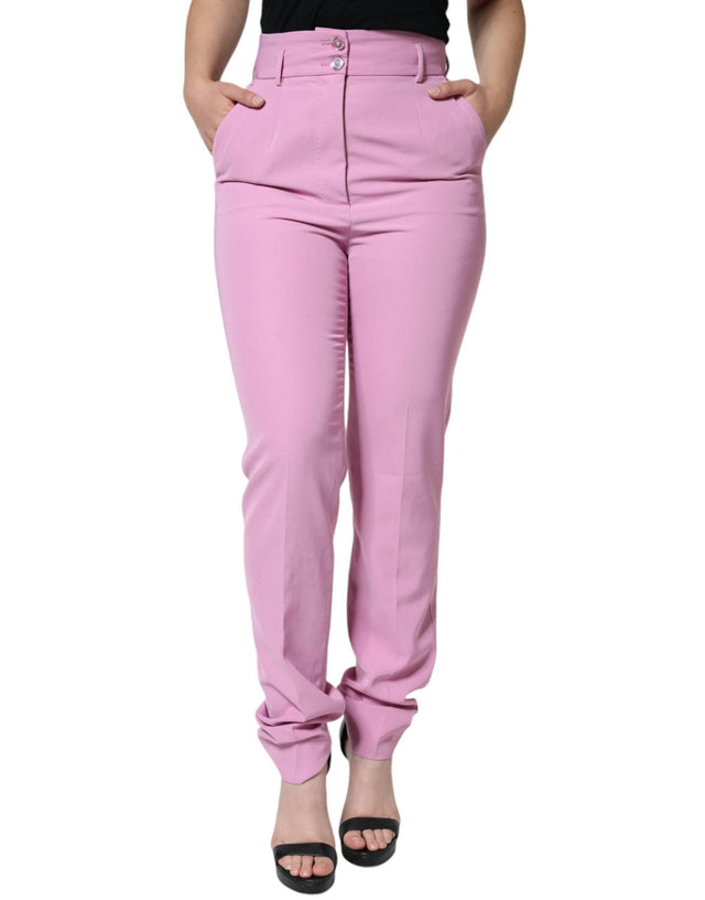 Dolce & Gabbana Pink Polyester High Waist Women Tapered Pants - Hilstor