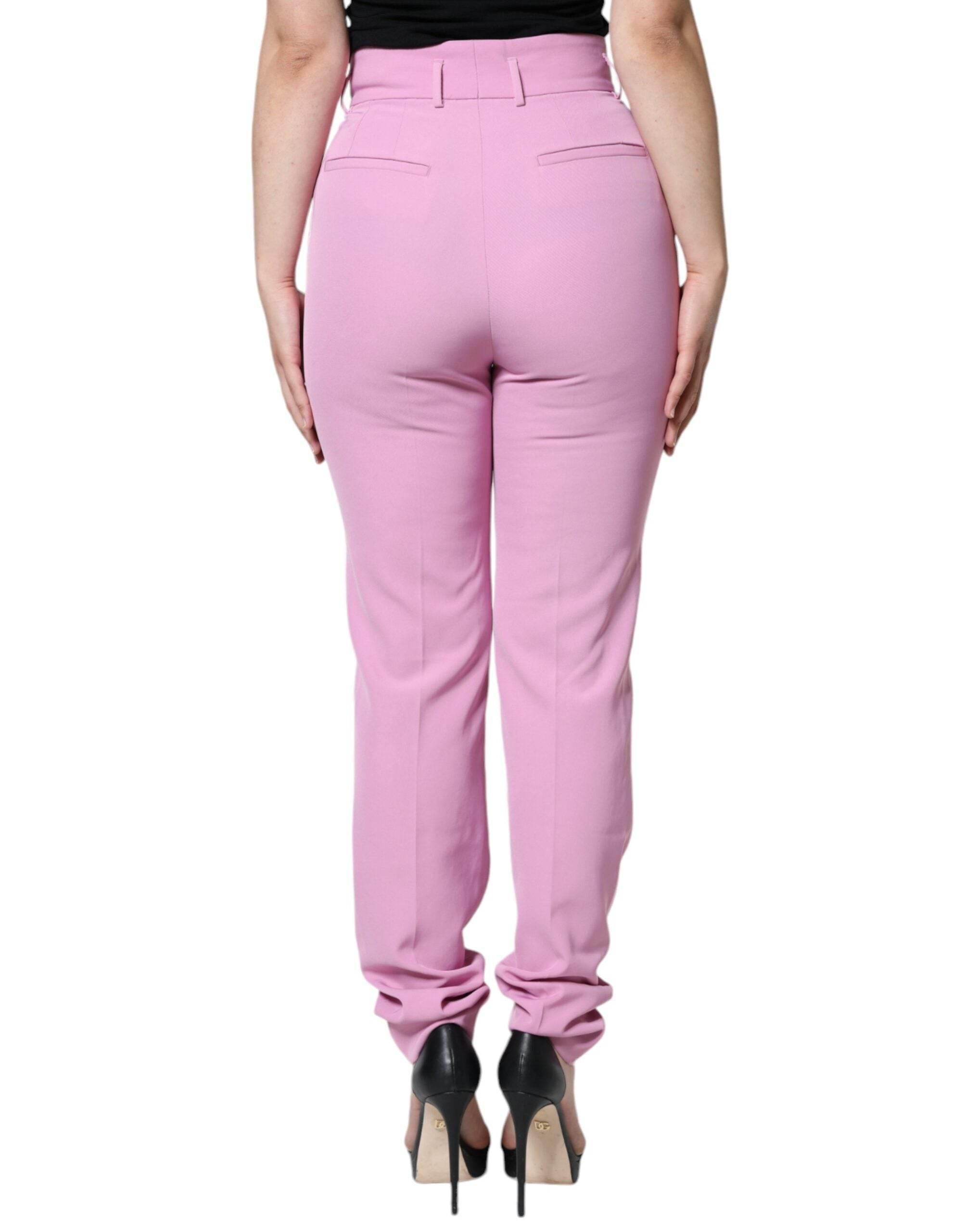 Dolce & Gabbana Pink Polyester High Waist Women Tapered Pants - Hilstor