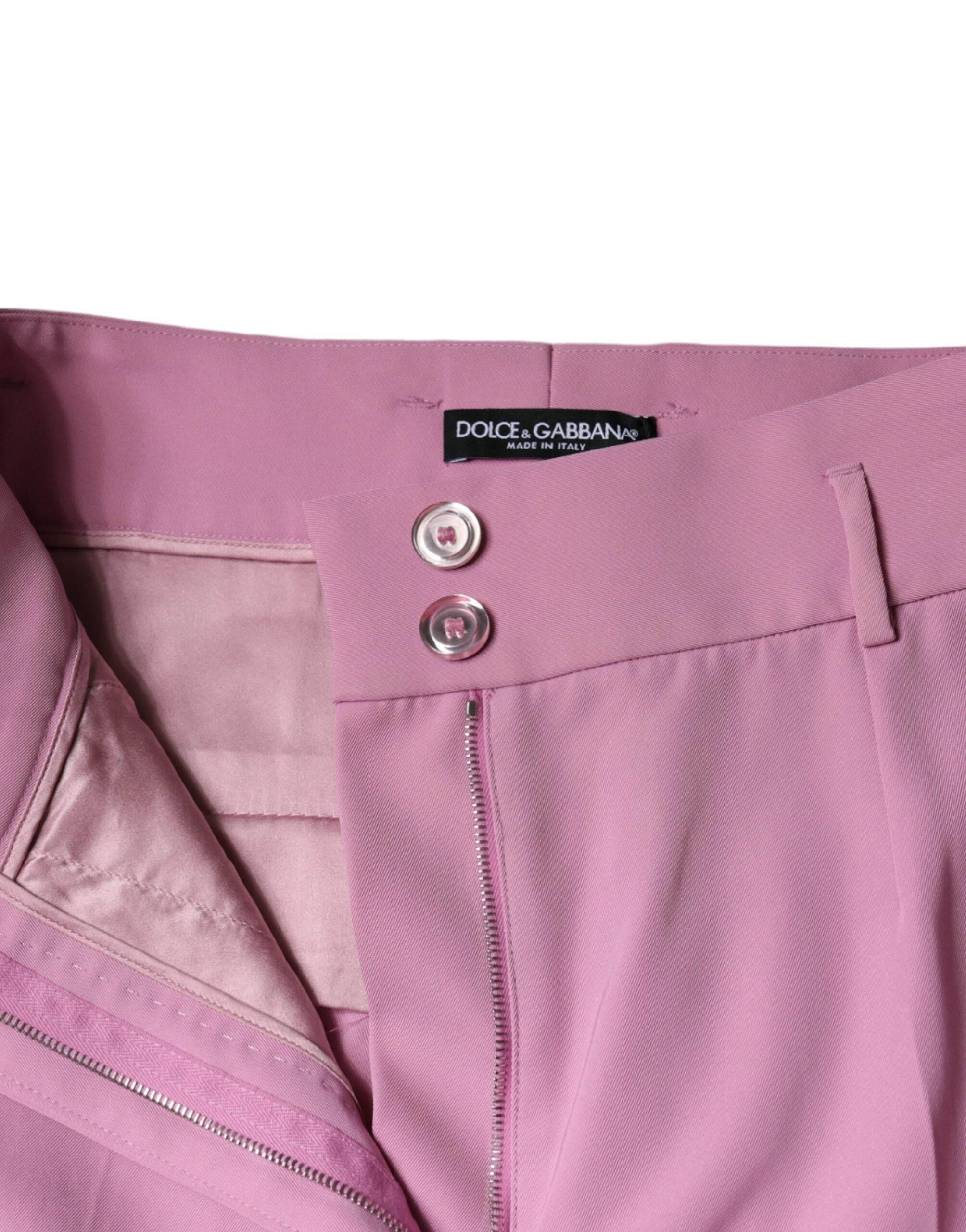 Dolce & Gabbana Pink Polyester High Waist Women Tapered Pants - Hilstor