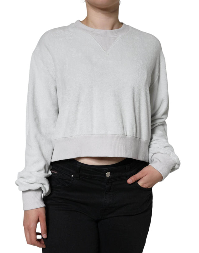 Dolce & Gabbana White Nylon Stretch Crew Neck Pullover Sweater - Hilstor