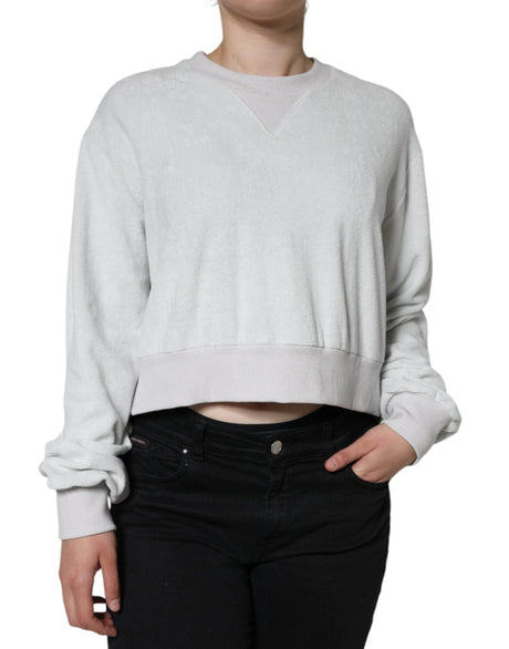 Dolce & Gabbana White Nylon Stretch Crew Neck Pullover Sweater - Hilstor