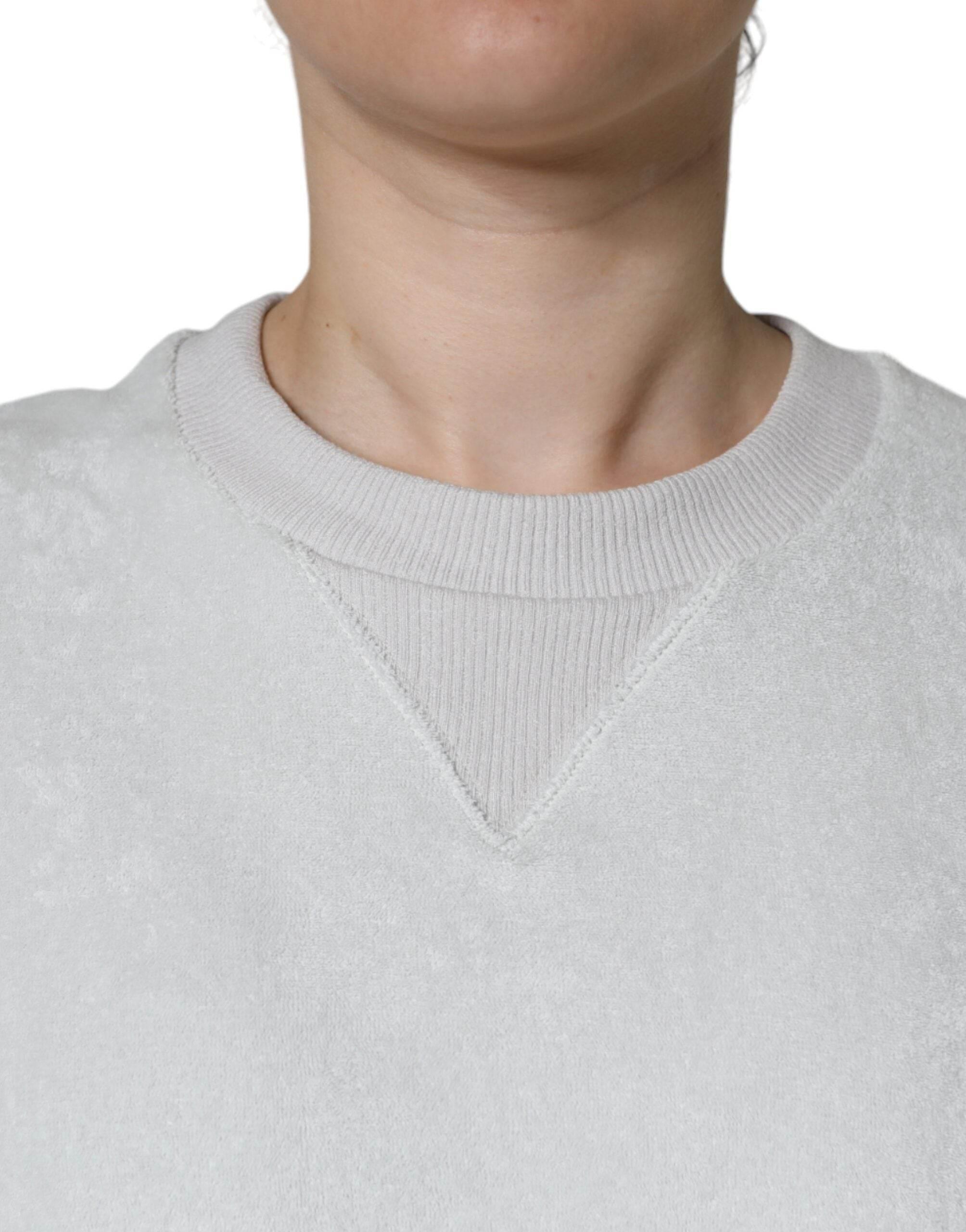 Dolce & Gabbana White Nylon Stretch Crew Neck Pullover Sweater - Hilstor