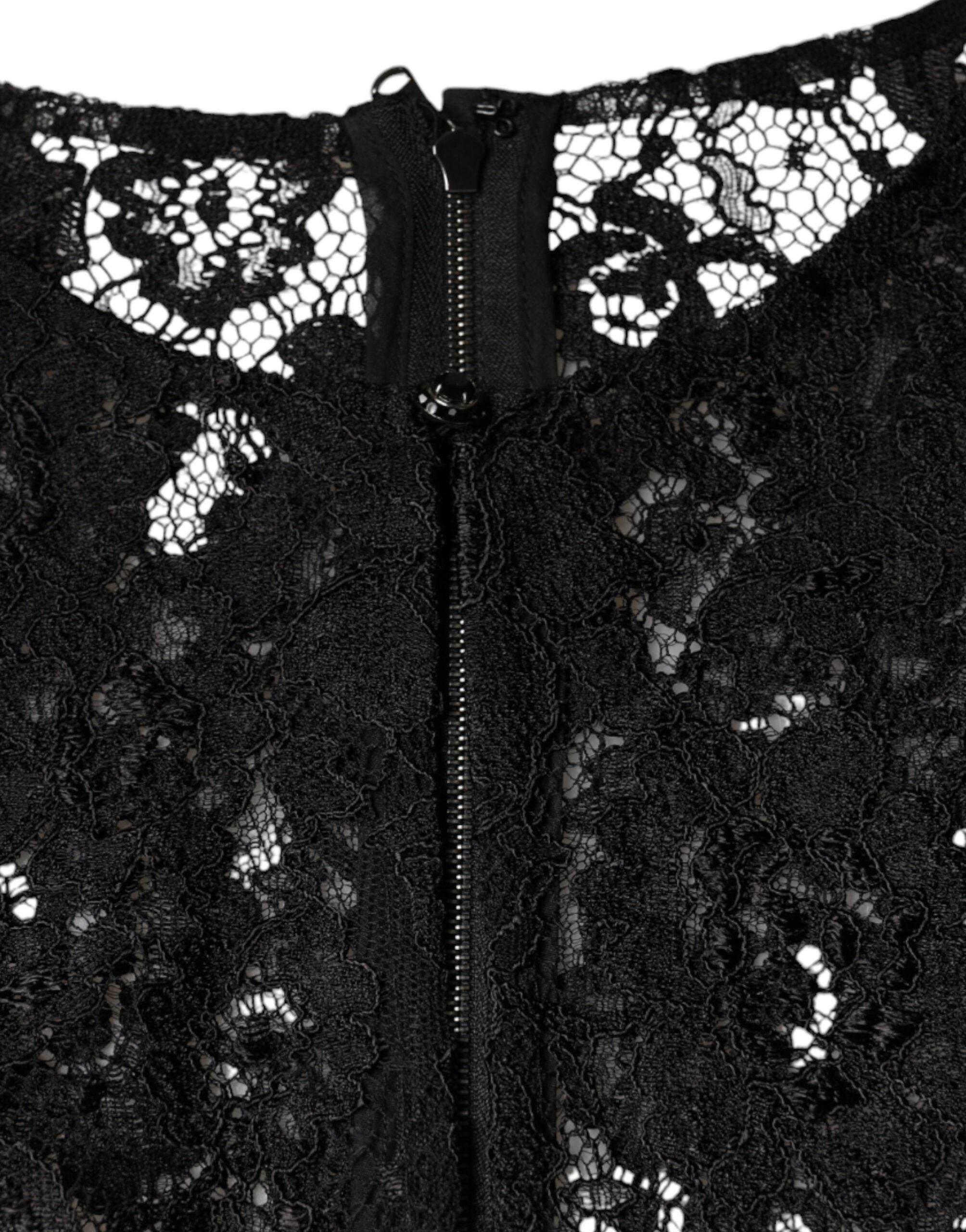Dolce & Gabbana Black Floral Lace See Through Long Sleeve Top - Hilstor