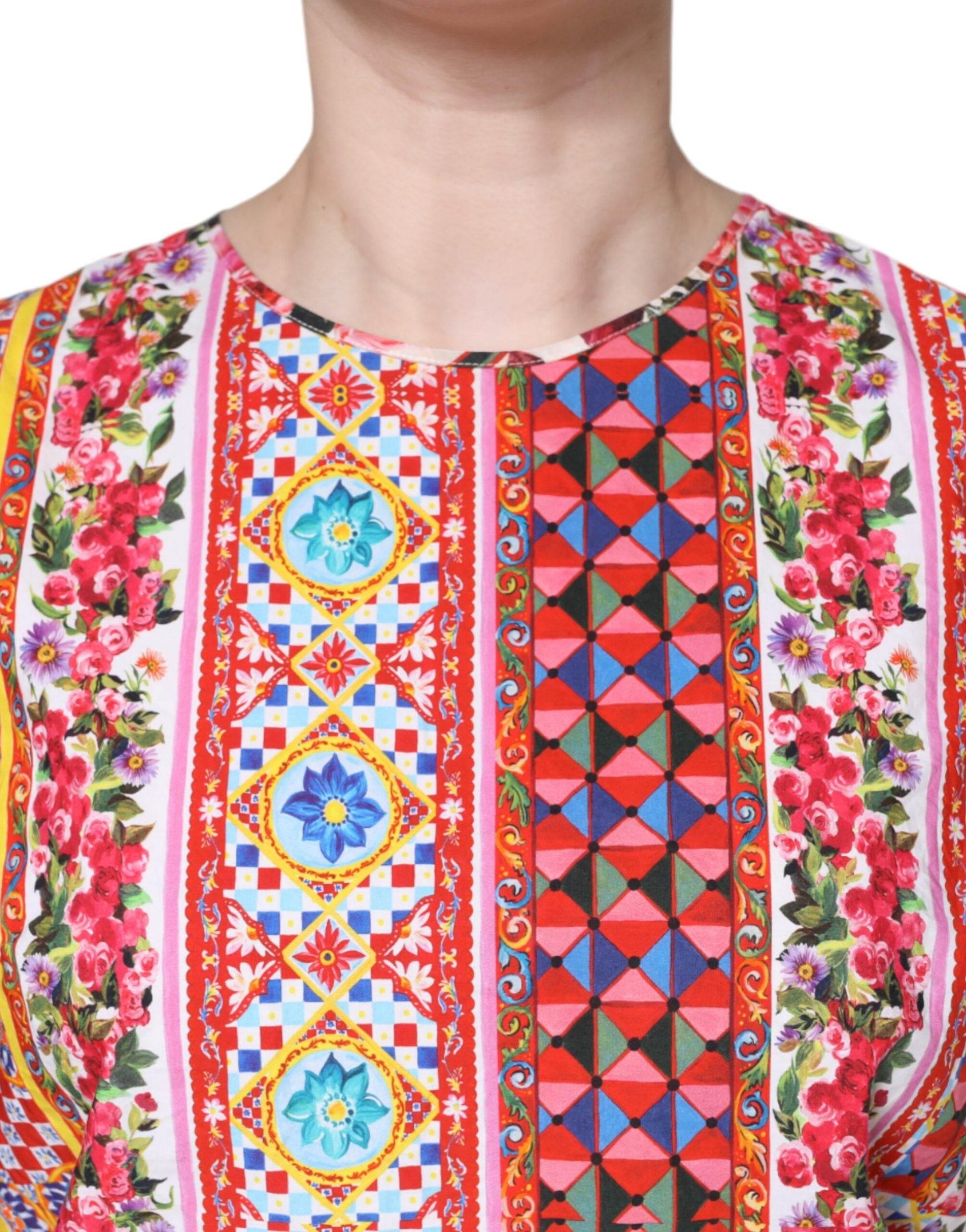 Dolce & Gabbana Multicolor Cotton Carretto Floral Tank Top - Hilstor