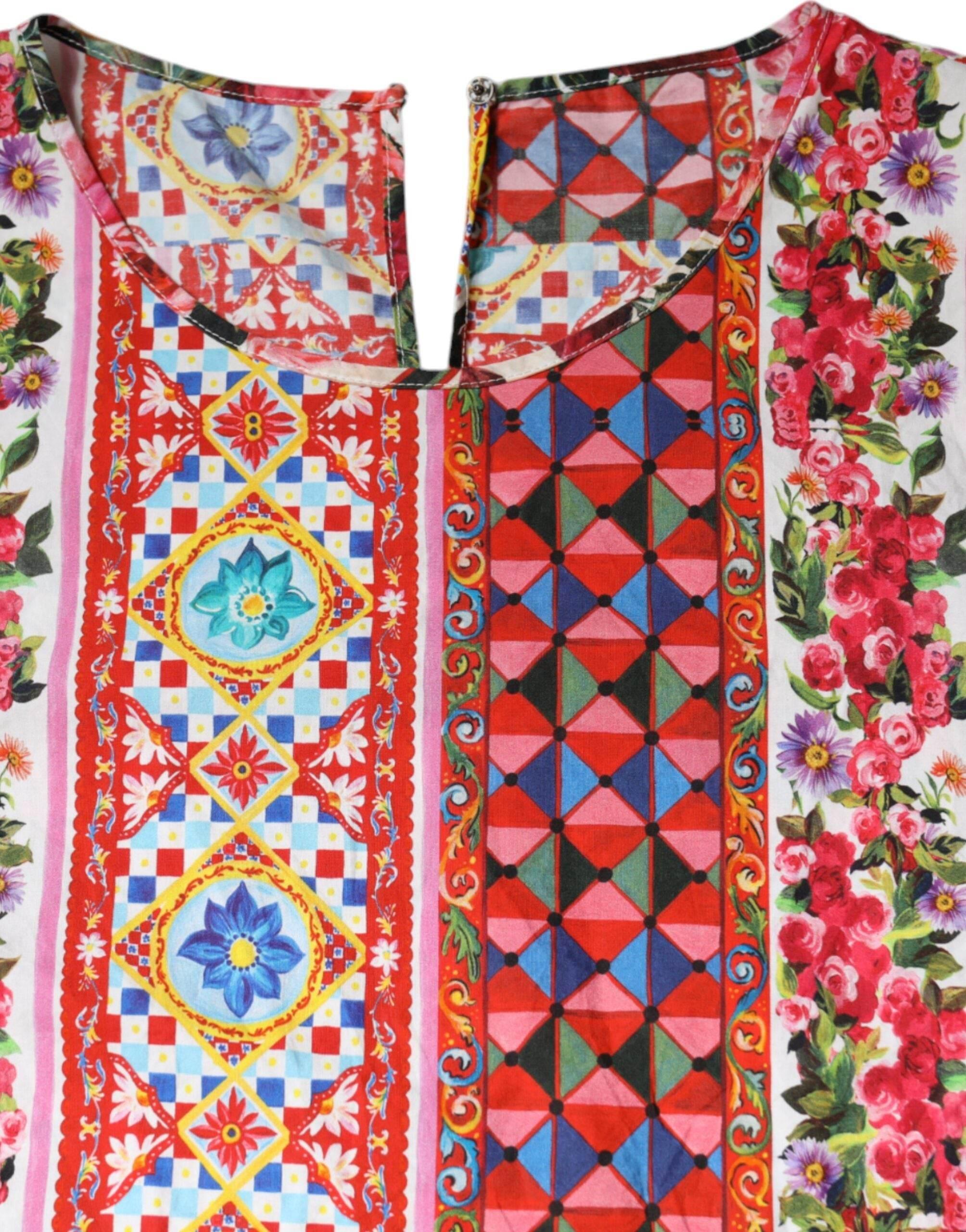 Dolce & Gabbana Multicolor Cotton Carretto Floral Tank Top - Hilstor
