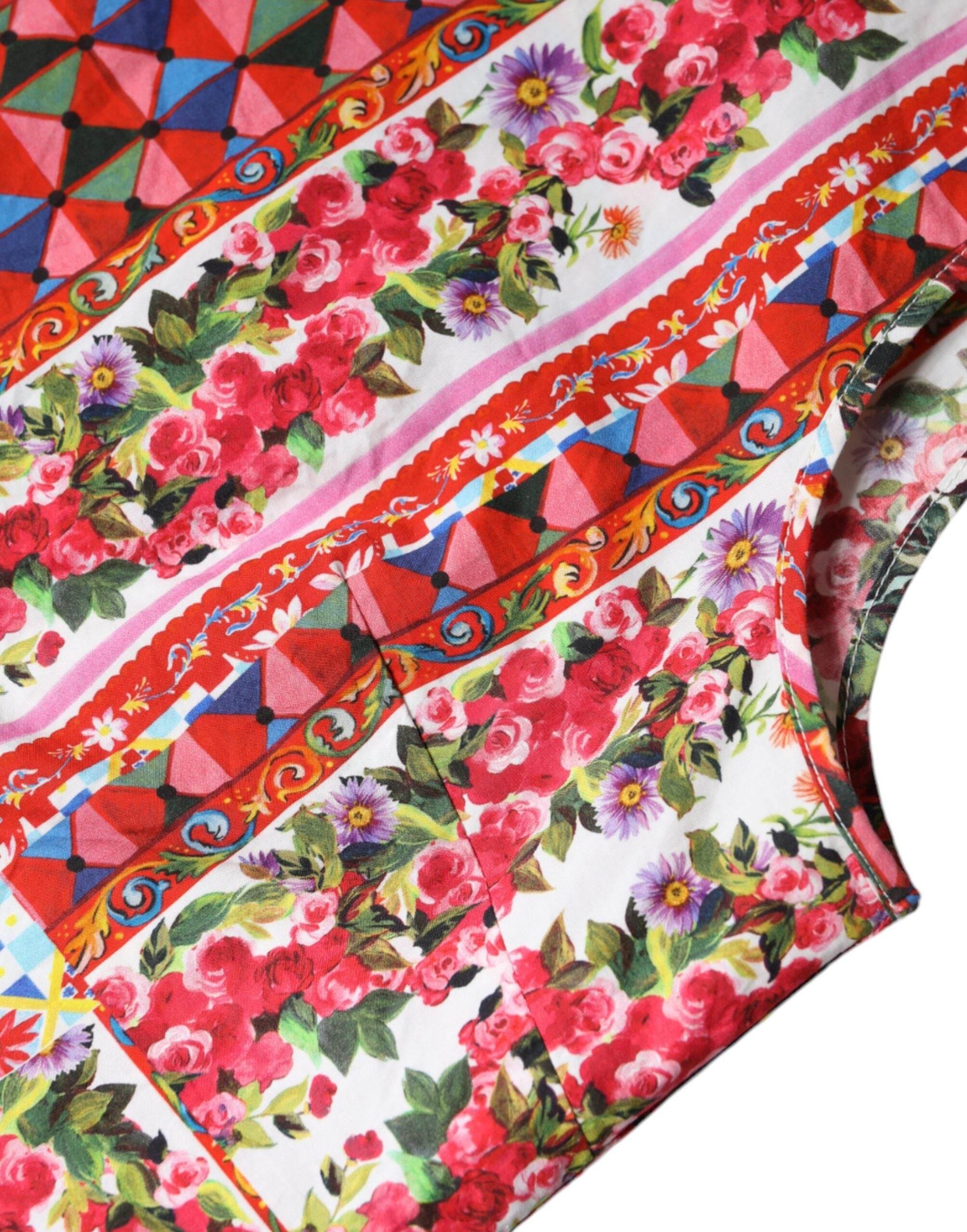 Dolce & Gabbana Multicolor Cotton Carretto Floral Tank Top - Hilstor