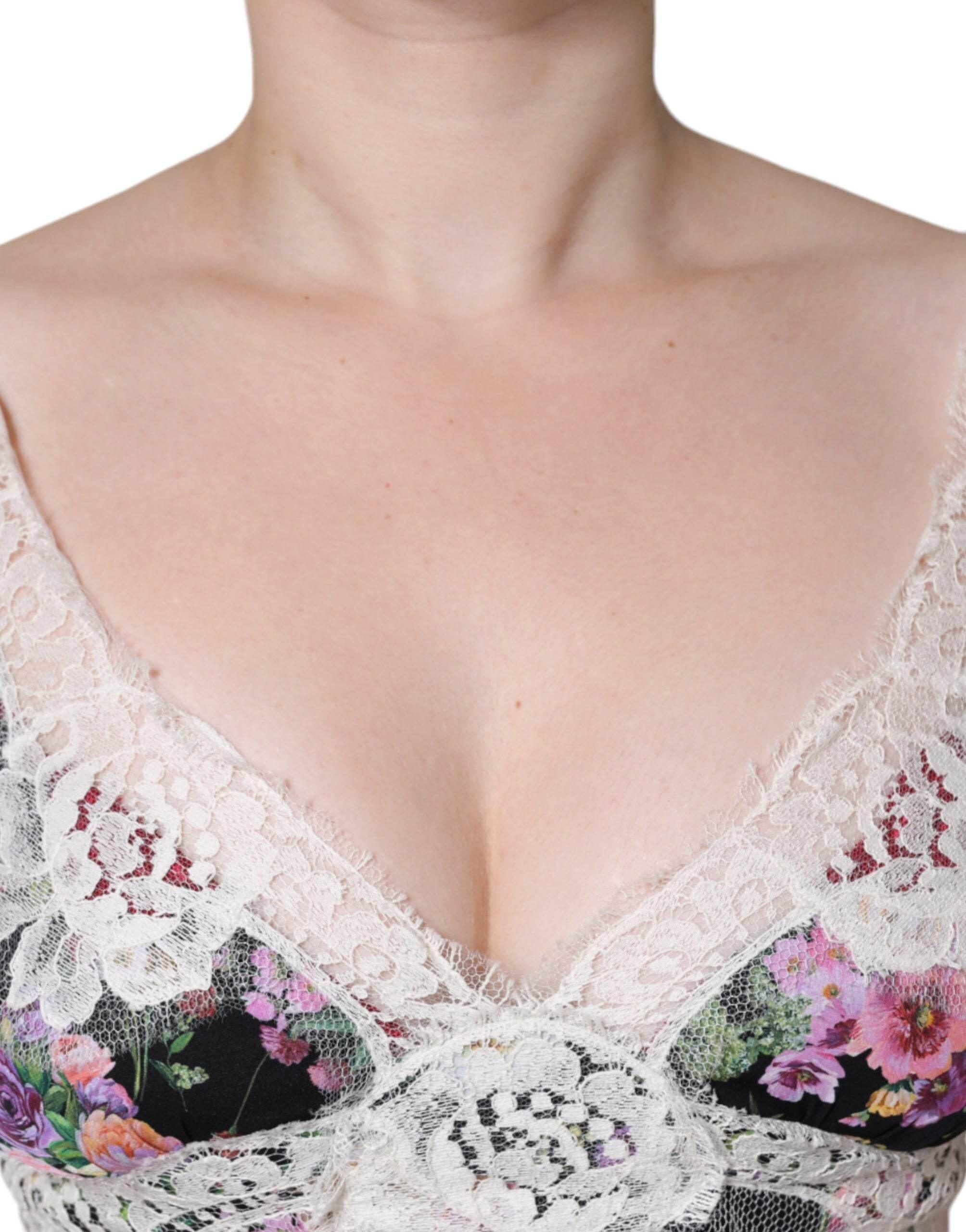 Dolce & Gabbana Black Floral Lace Short Sleeves Blouse Top - Hilstor