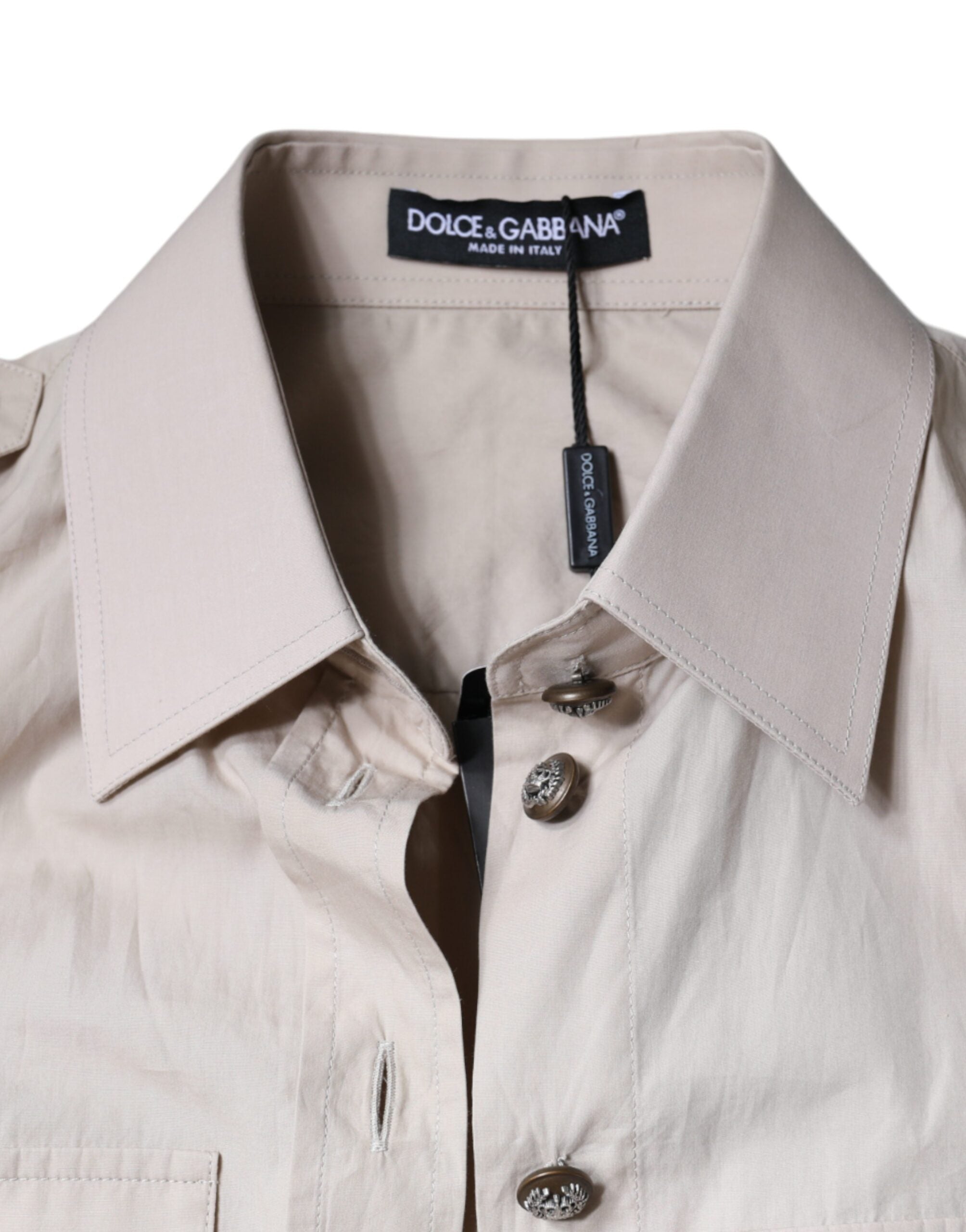Dolce &amp; Gabbana Beige bomuldskrave Button Down skjortetop