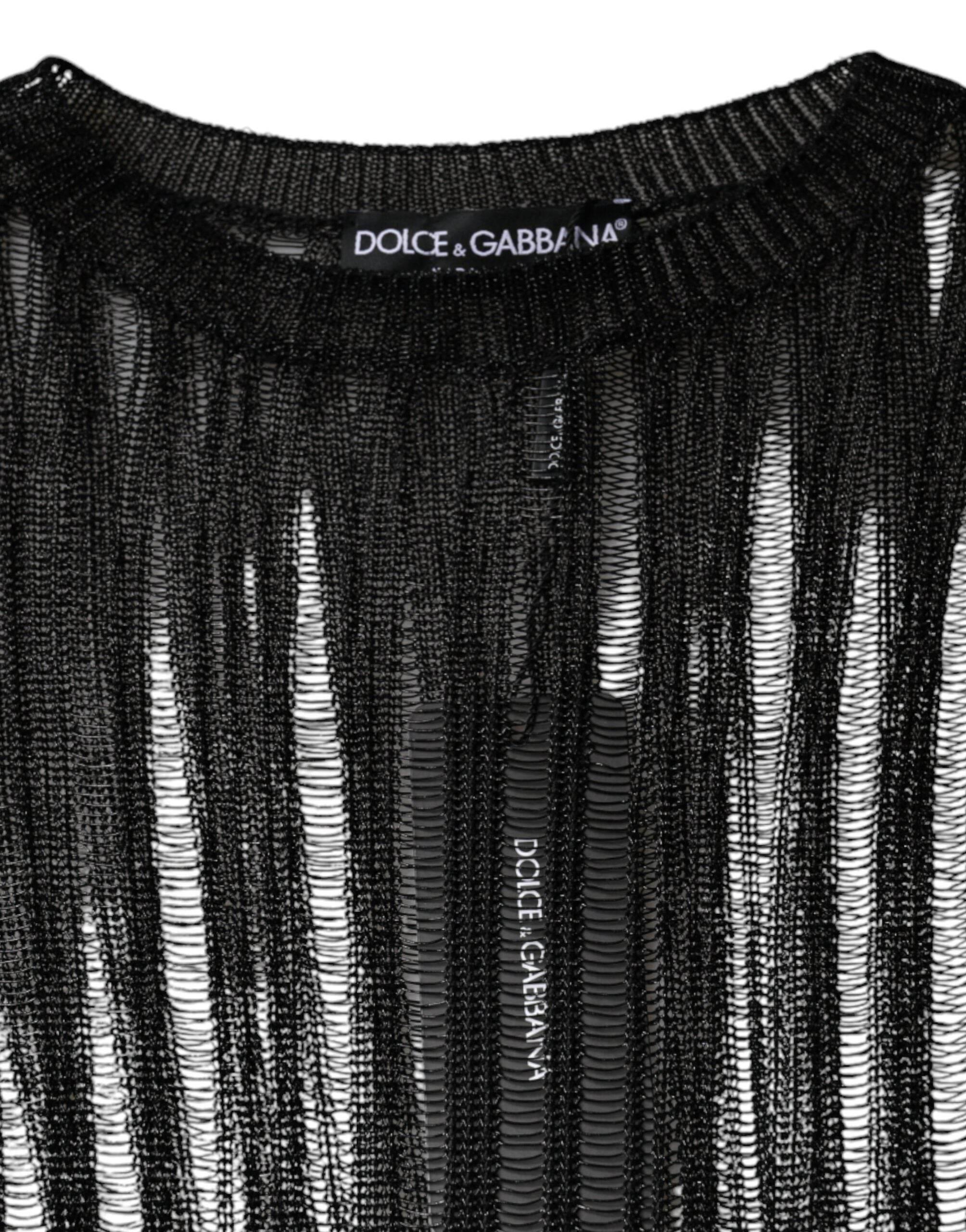 Dolce & Gabbana Black Stripe See Through Long Sleeves Top - Hilstor
