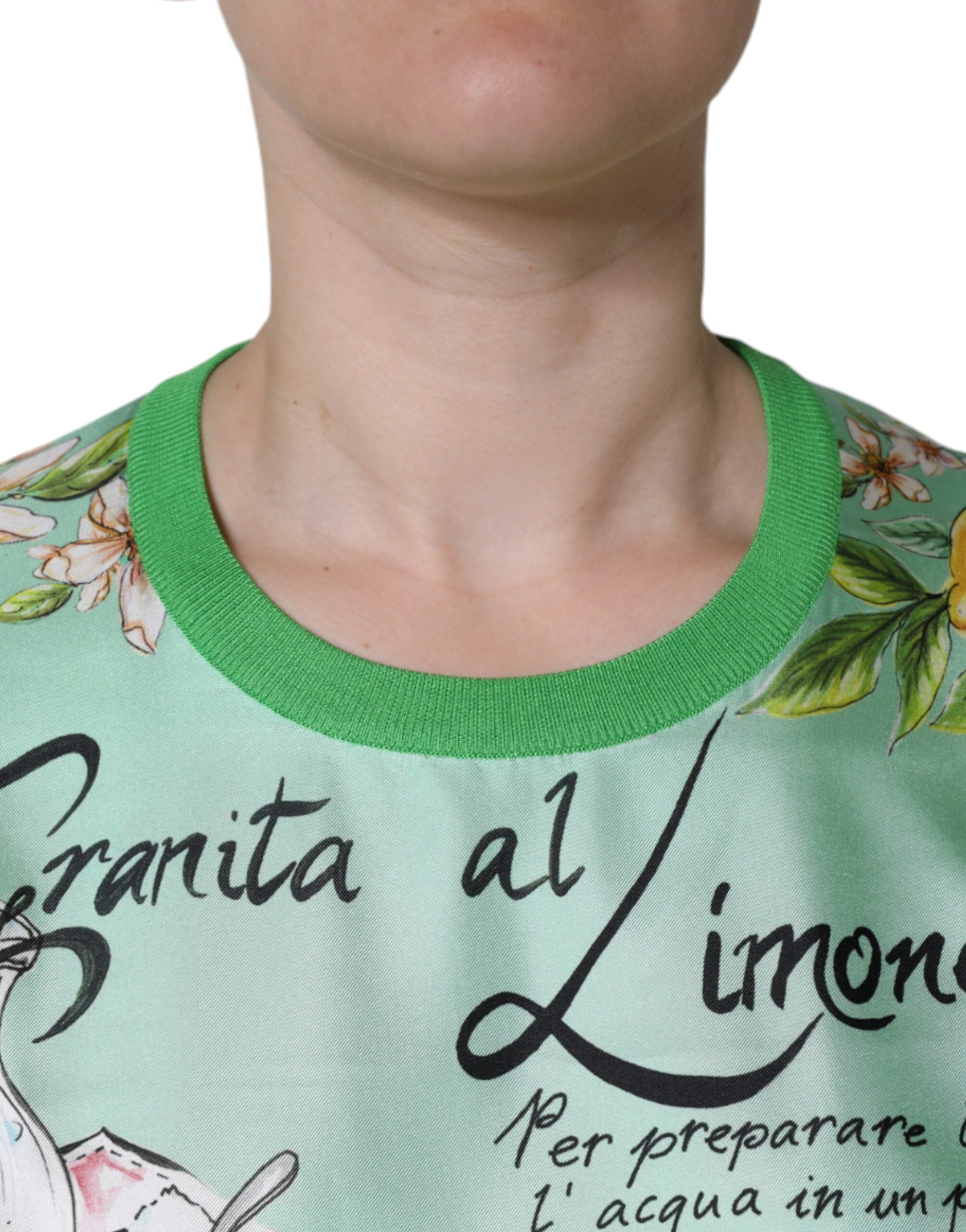 Dolce &amp; Gabbana Grøn Silke Granita Al Limone Langærmet Sweater
