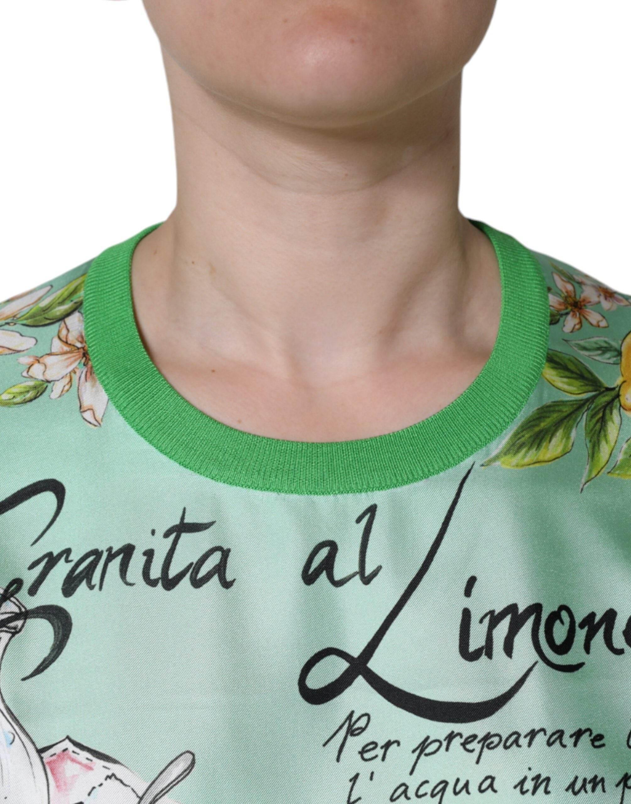 Dolce & Gabbana Green Silk Granita Al Limone Long Sleeves Sweater - Hilstor