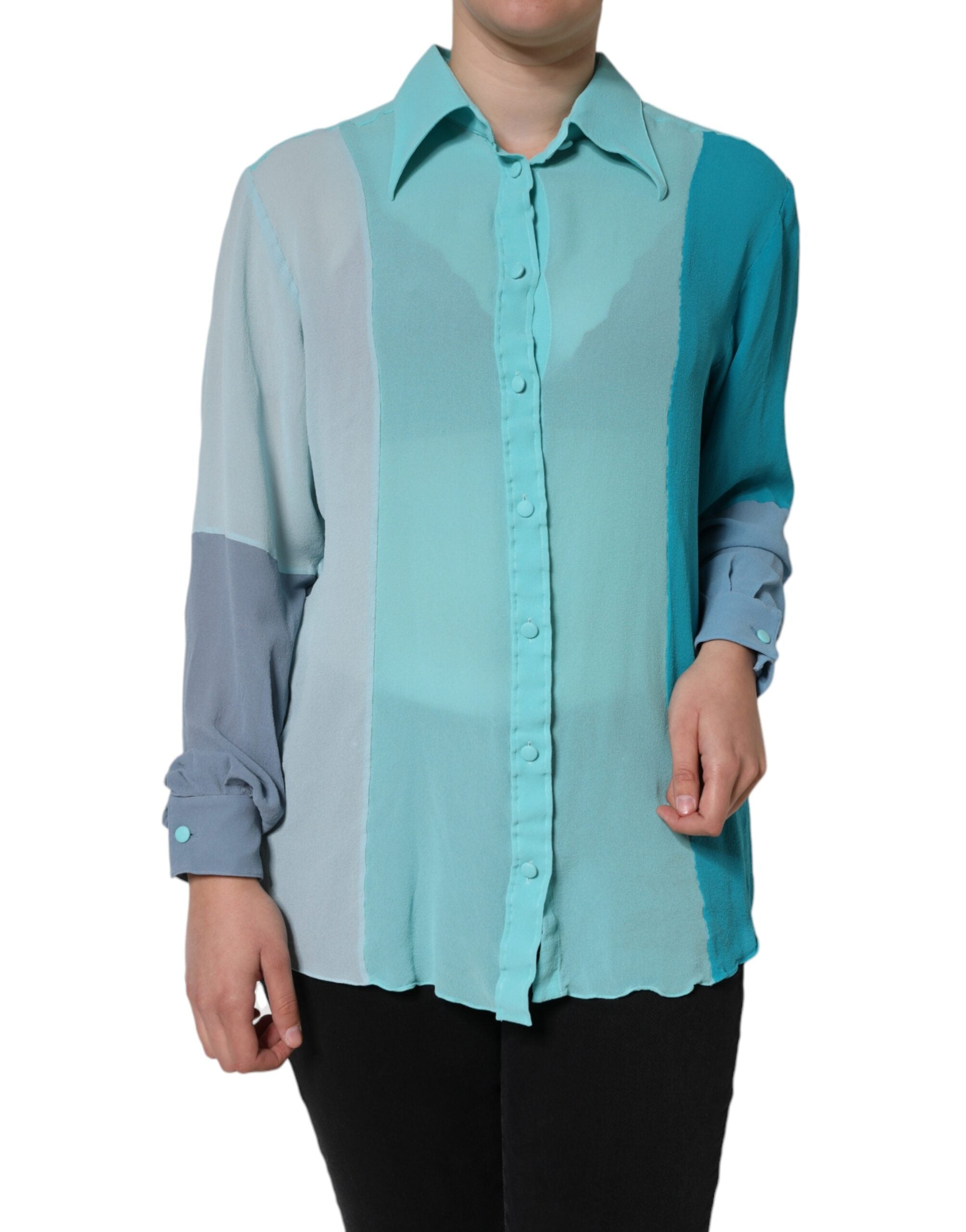 Dolce &amp; Gabbana multifarvet langærmet bluse med knap