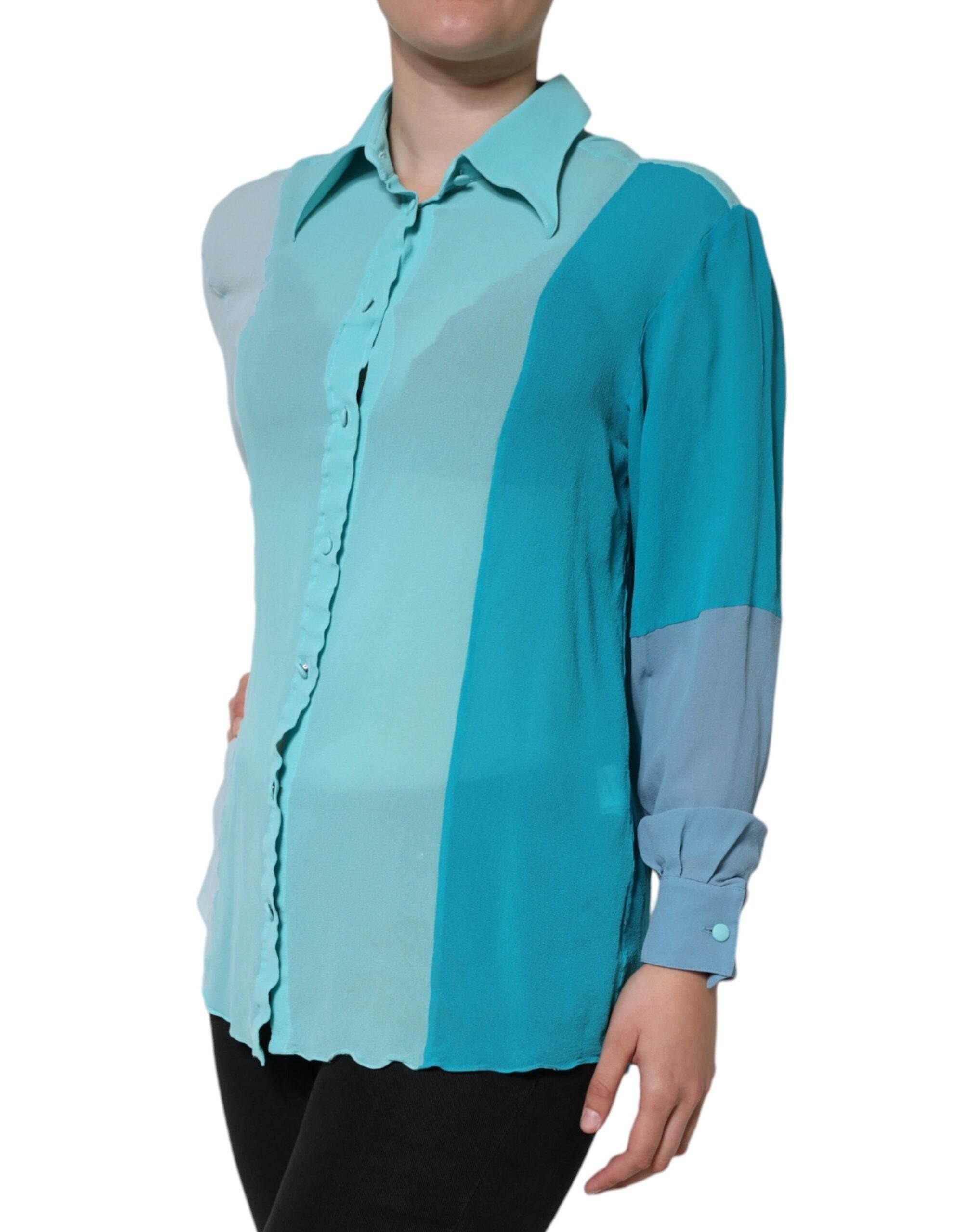 Dolce & Gabbana Multicolor Long Sleeve Button Blouse Top - Hilstor