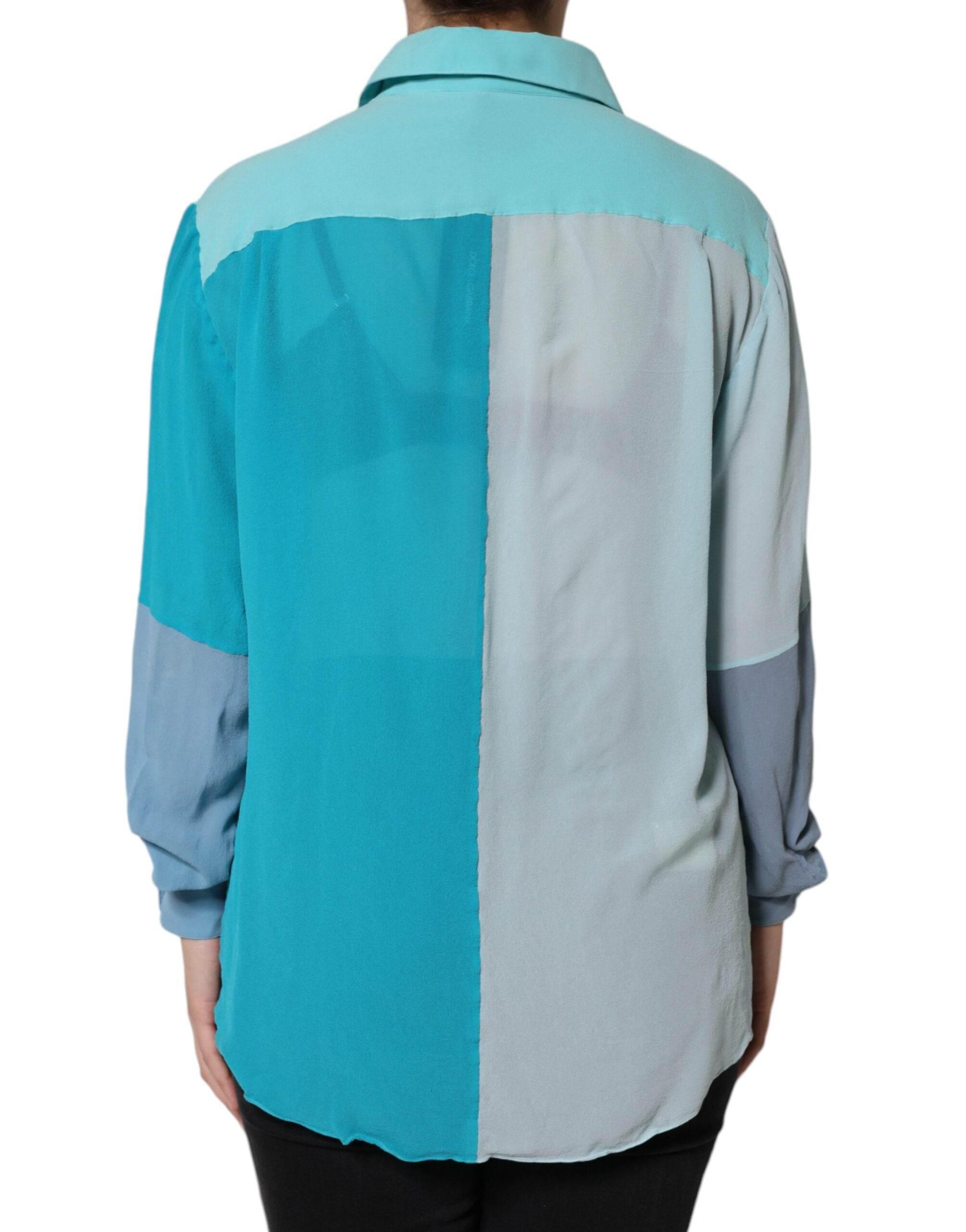 Dolce & Gabbana Multicolor Long Sleeve Button Blouse Top - Hilstor