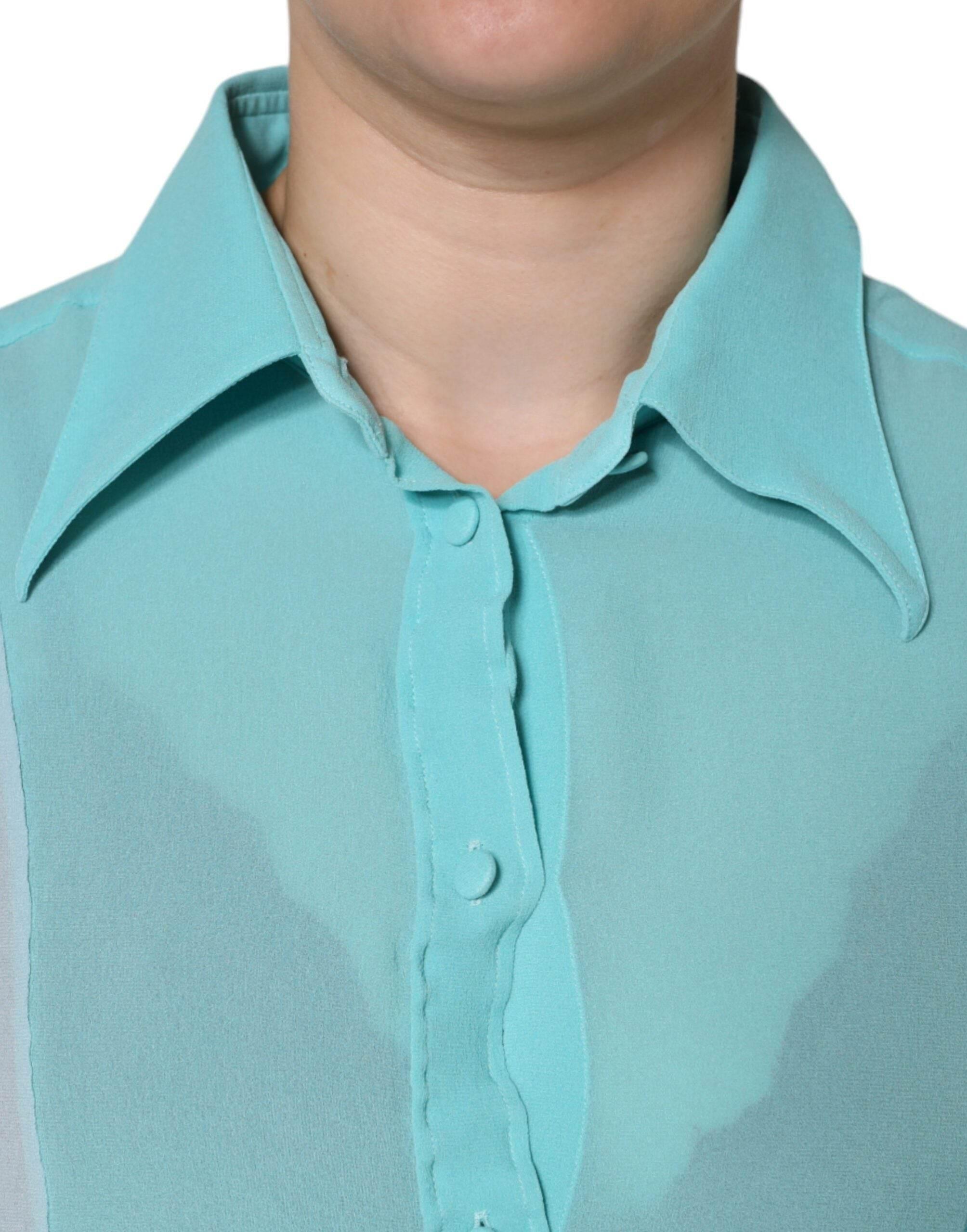 Dolce & Gabbana Multicolor Long Sleeve Button Blouse Top - Hilstor