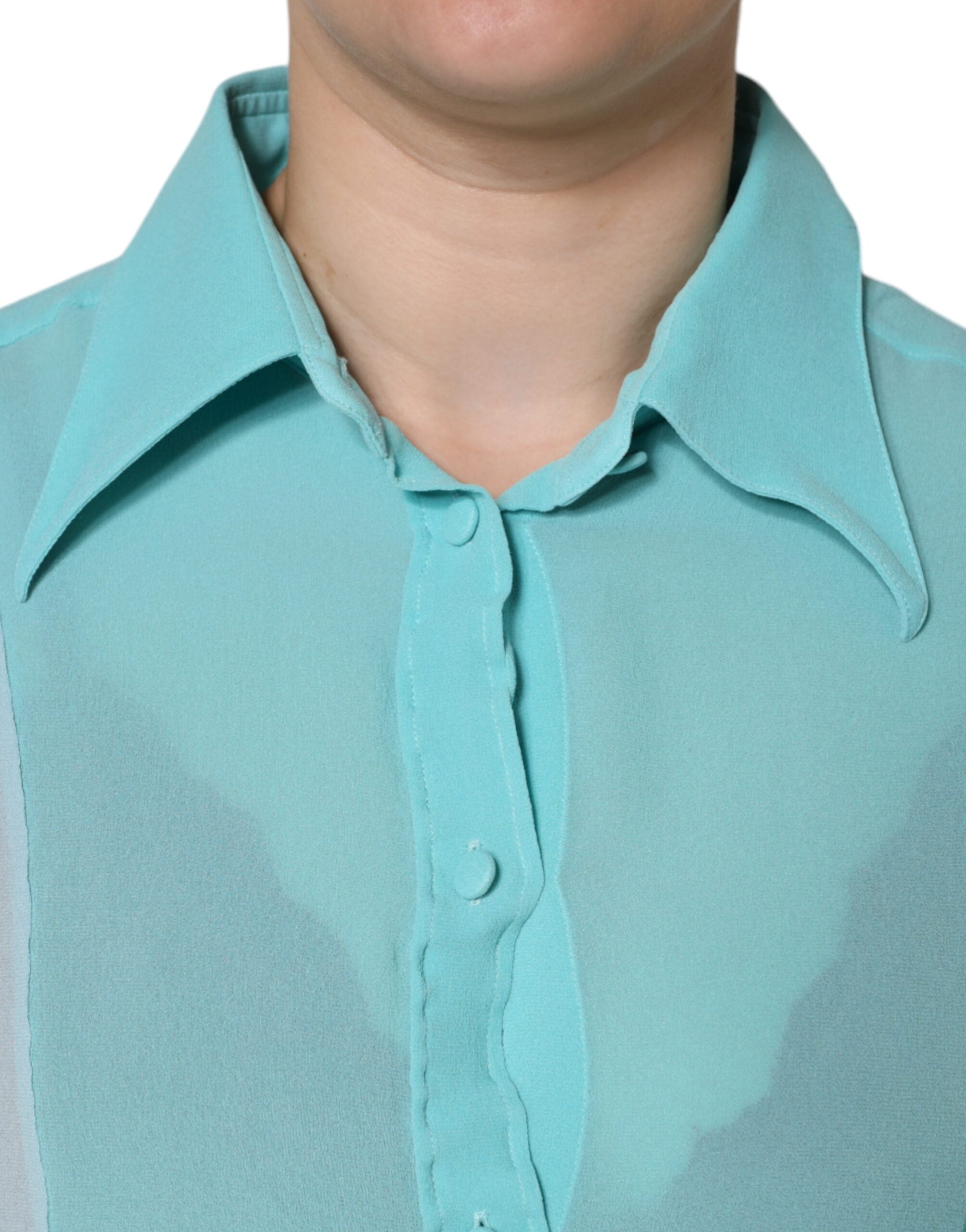 Dolce &amp; Gabbana multifarvet langærmet bluse med knap