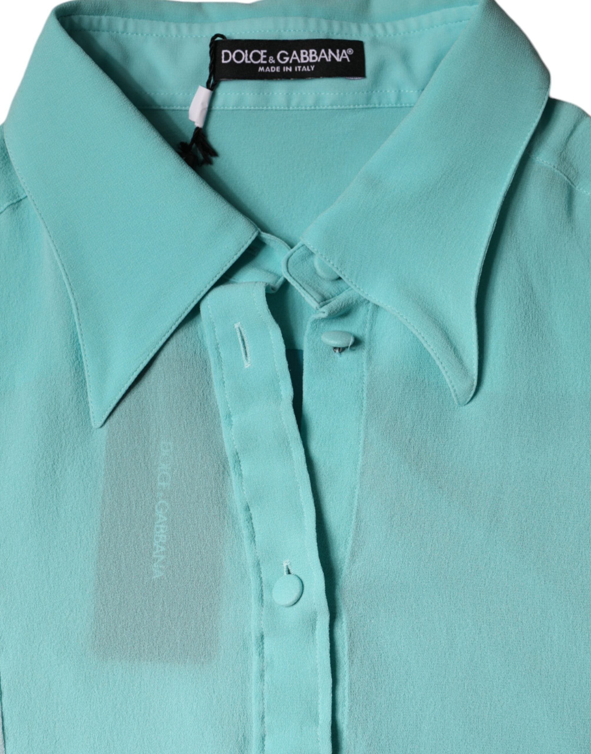 Dolce &amp; Gabbana multifarvet langærmet bluse med knap