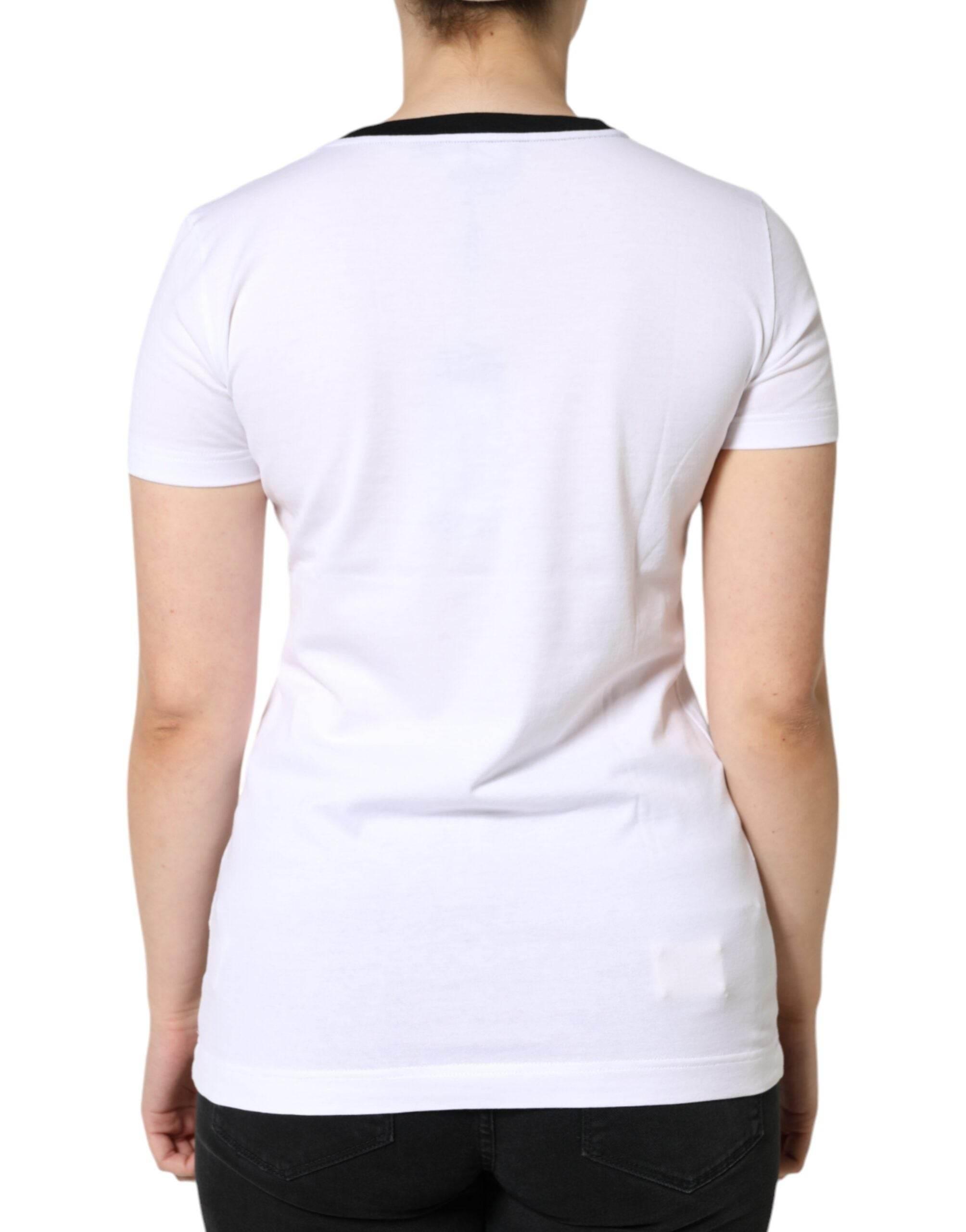 Dolce & Gabbana White Eleganza Print Cotton Short Sleeves T-shirt - Hilstor