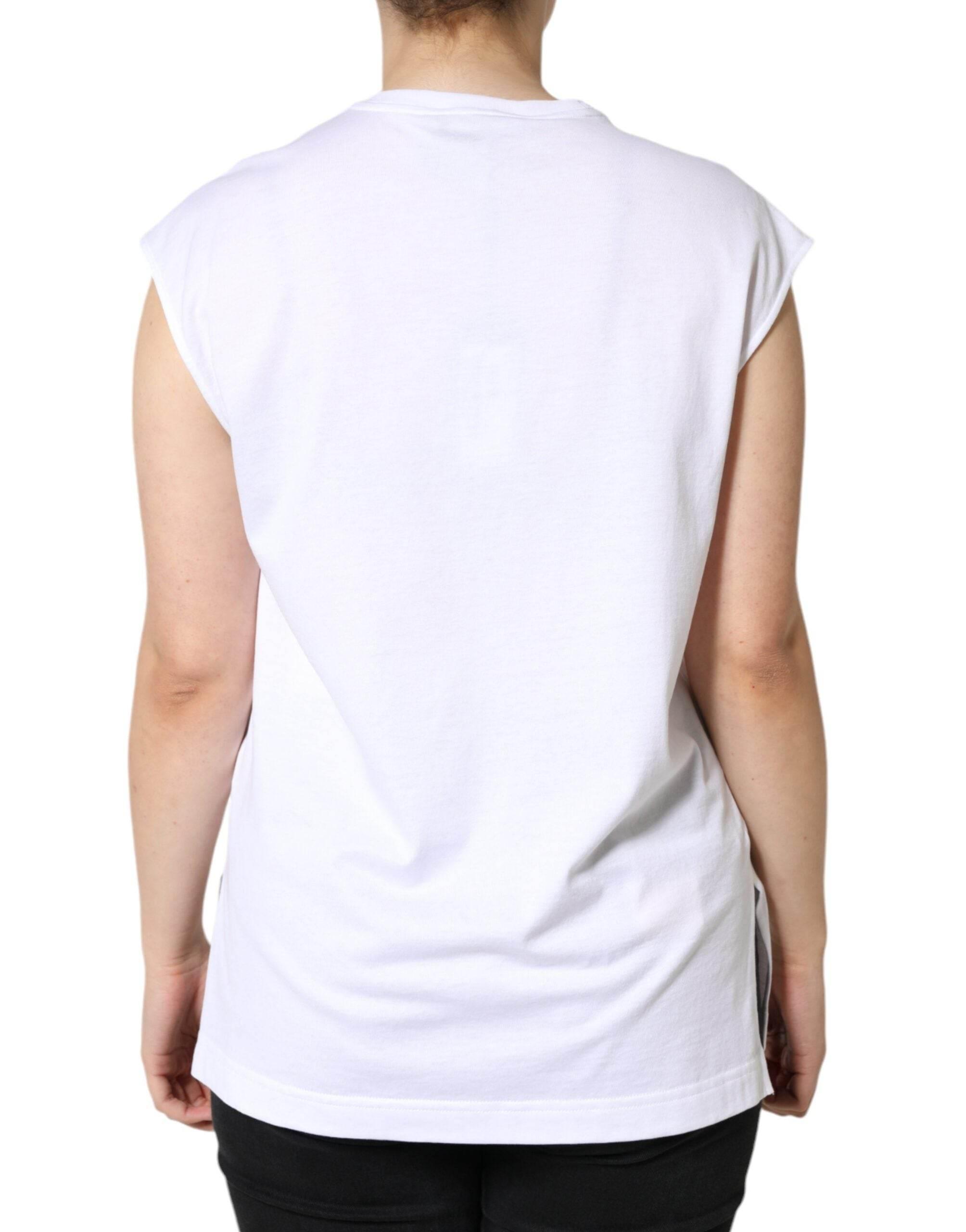 Dolce & Gabbana White Cotton Sleeveless Crew Neck T-shirt - Hilstor