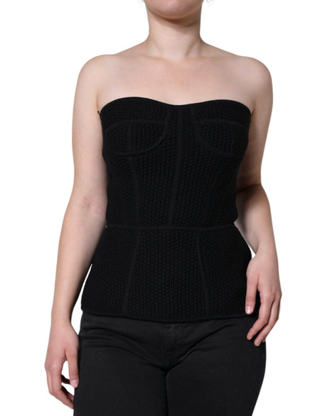 Dolce & Gabbana Black Bustier Sleeveless Corset Blouse Top - Hilstor
