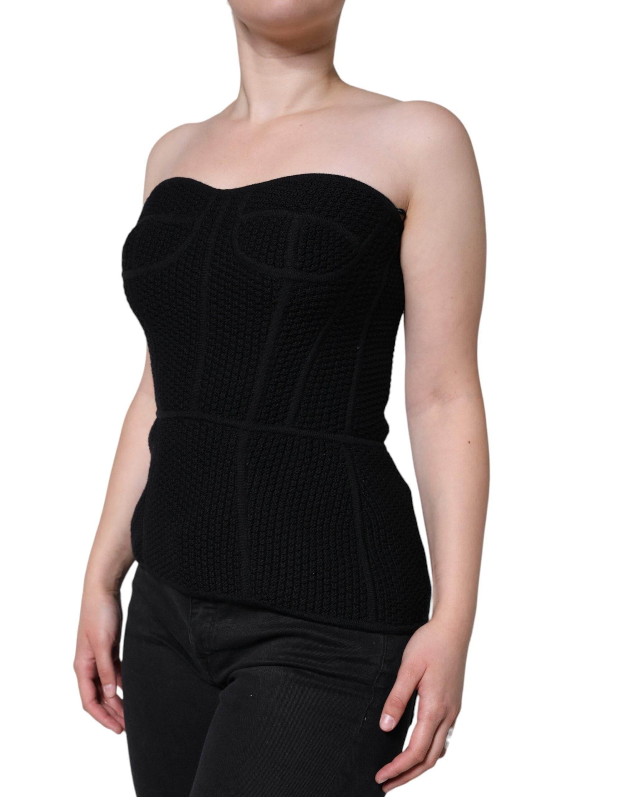 Dolce & Gabbana Black Bustier Sleeveless Corset Blouse Top - Hilstor