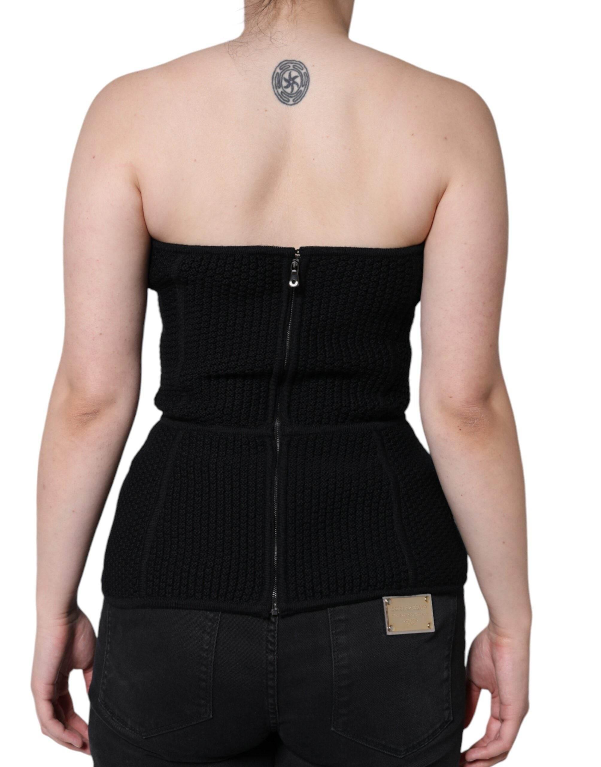 Dolce & Gabbana Black Bustier Sleeveless Corset Blouse Top - Hilstor