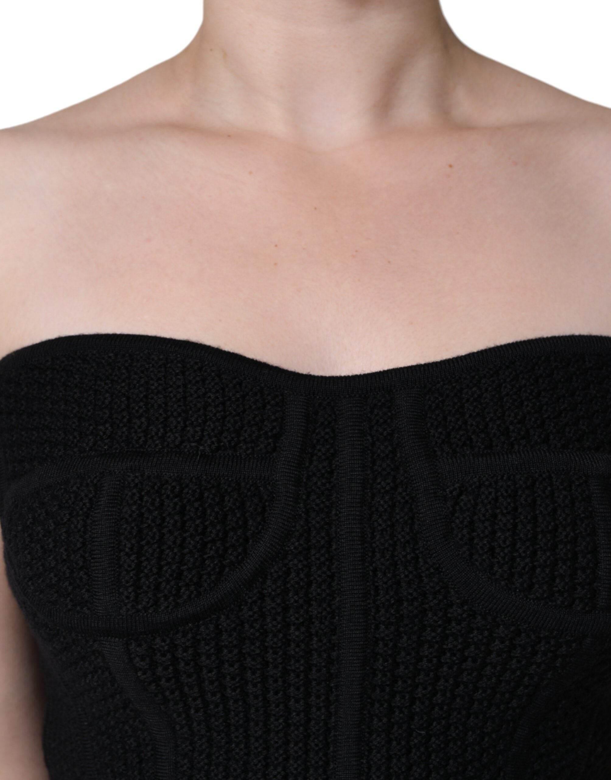 Dolce & Gabbana Black Bustier Sleeveless Corset Blouse Top - Hilstor