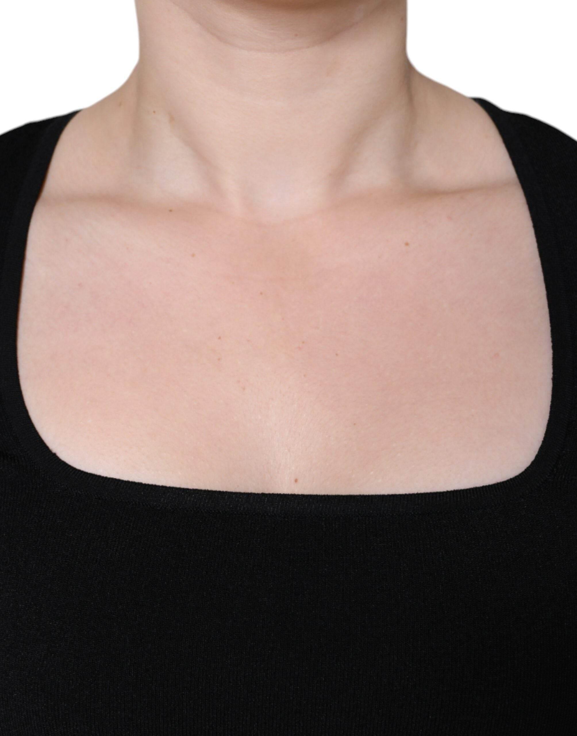 Dolce & Gabbana Black Long Sleeves Blouse Square Neck Top - Hilstor