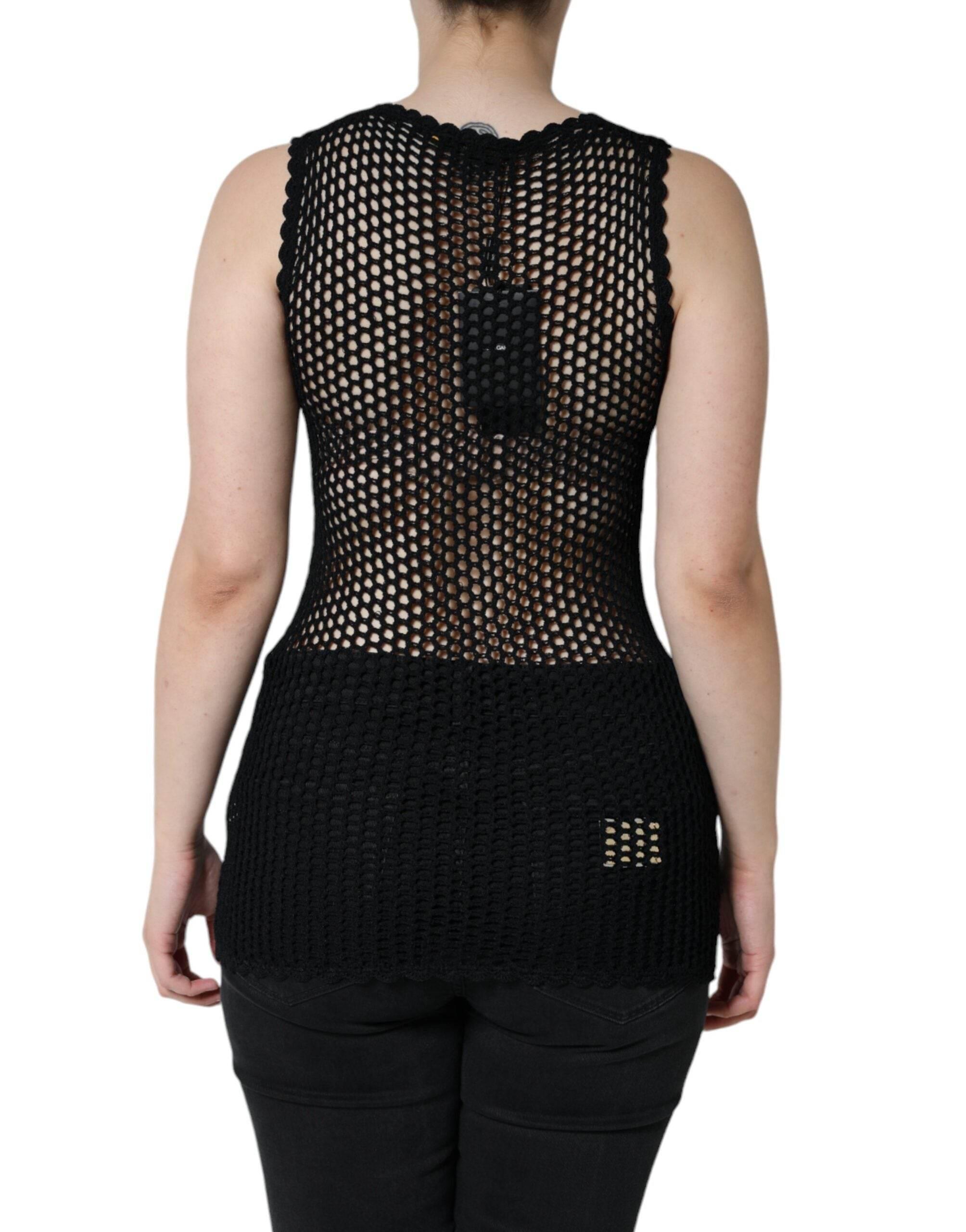 Dolce & Gabbana Black Mesh See Through Sleeveless Tank Top - Hilstor
