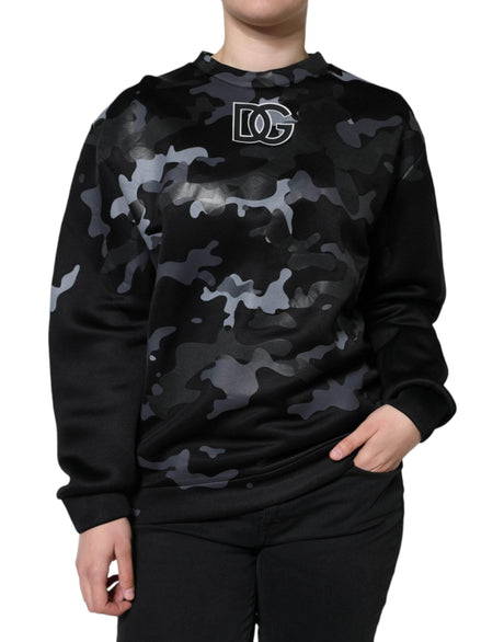 Dolce & Gabbana Black Camouflage Round Neck Sweatshirt Sweater - Hilstor