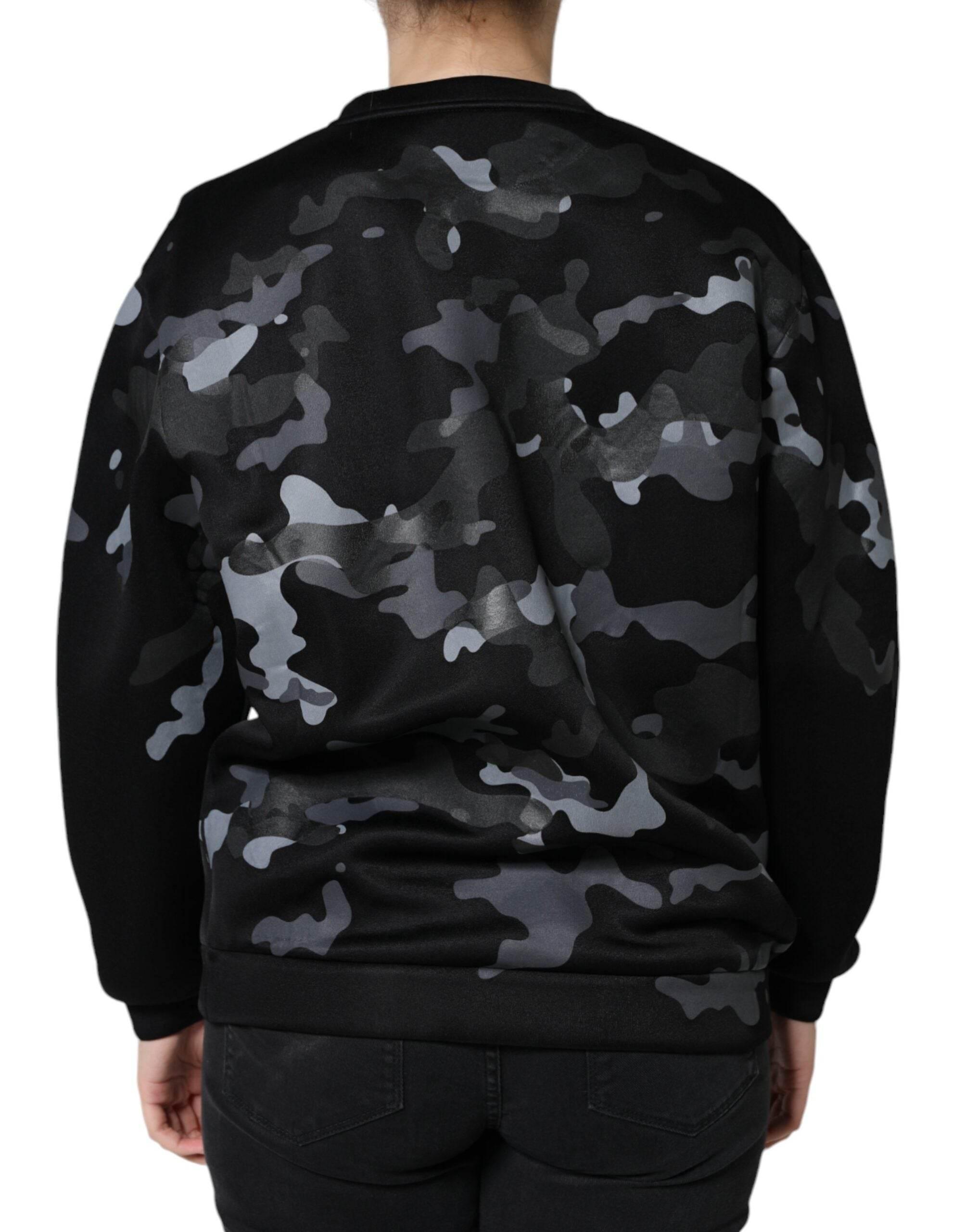Dolce & Gabbana Black Camouflage Round Neck Sweatshirt Sweater - Hilstor
