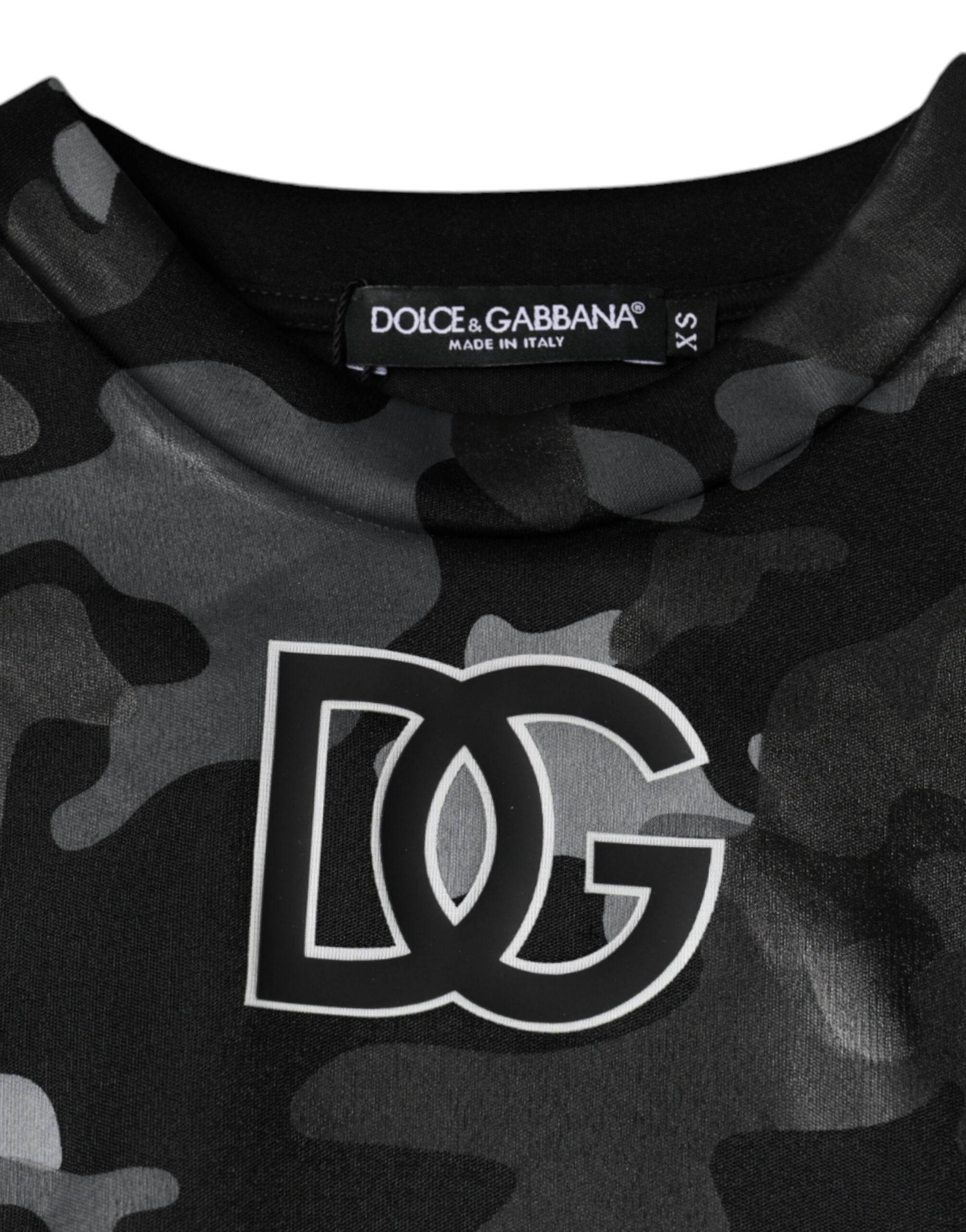 Dolce & Gabbana Black Camouflage Round Neck Sweatshirt Sweater - Hilstor