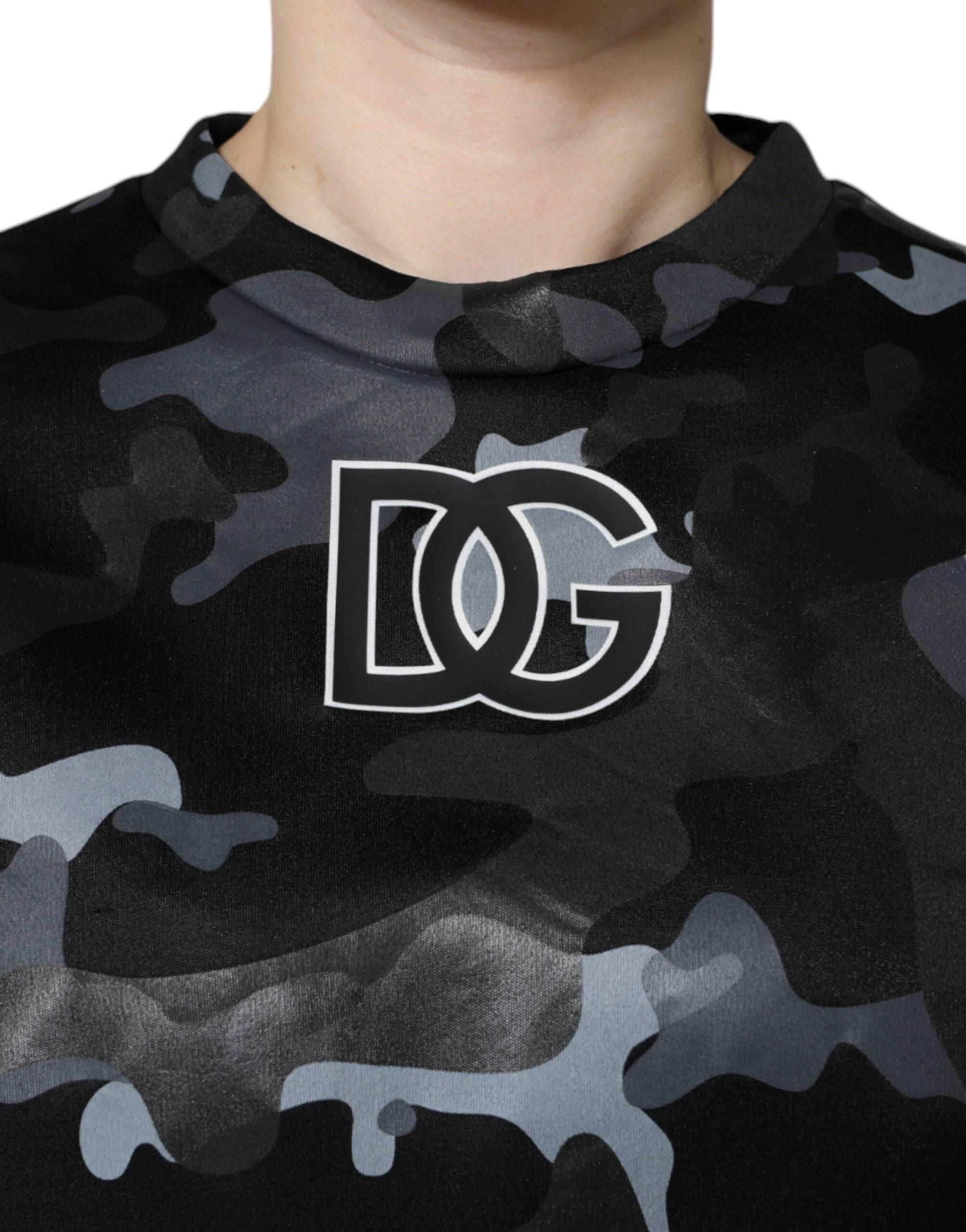 Dolce & Gabbana Black Camouflage Round Neck Sweatshirt Sweater - Hilstor