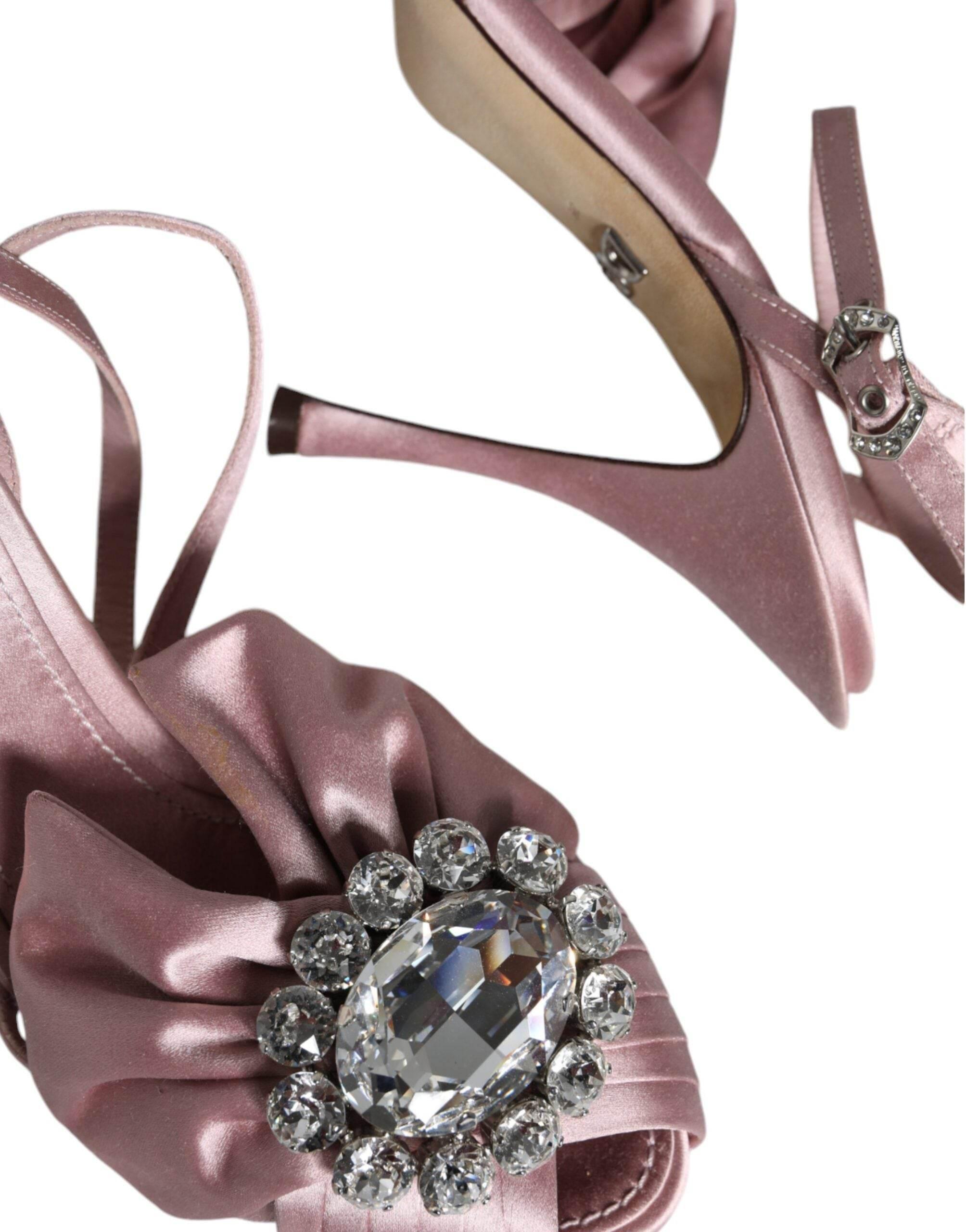 Dolce & Gabbana Pink Keira Crystal Heels Sandals Shoes - Hilstor