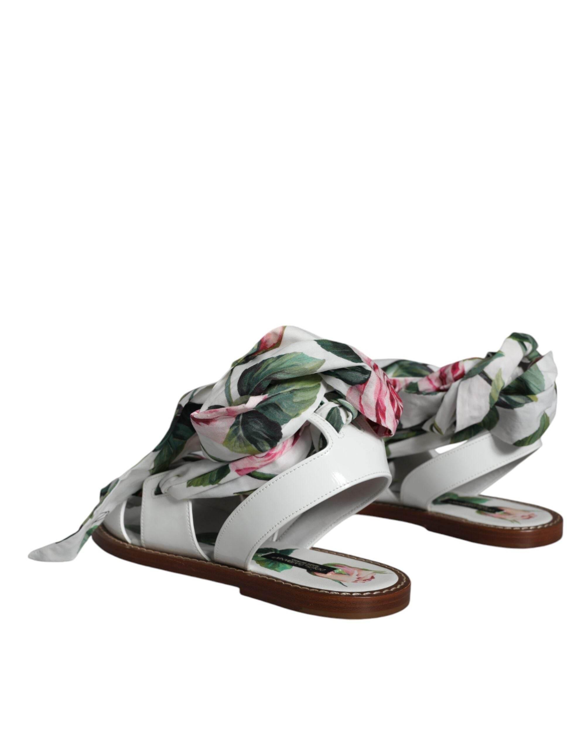 Dolce & Gabbana Multicolor Floral Print Ankle Wrap Sandals Shoes - Hilstor