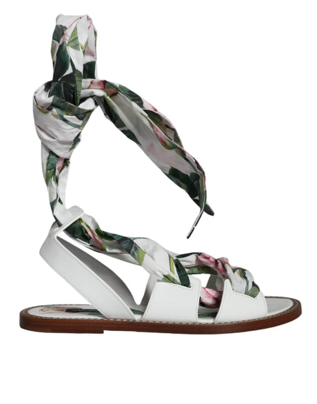 Dolce & Gabbana Multicolor Floral Print Ankle Wrap Sandals Shoes - Hilstor
