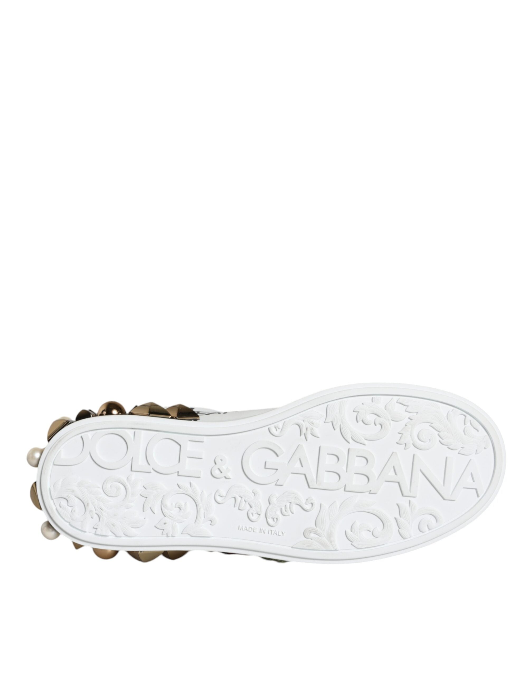 Dolce &amp; Gabbana hvide læder-blomstrede sneakerssko
