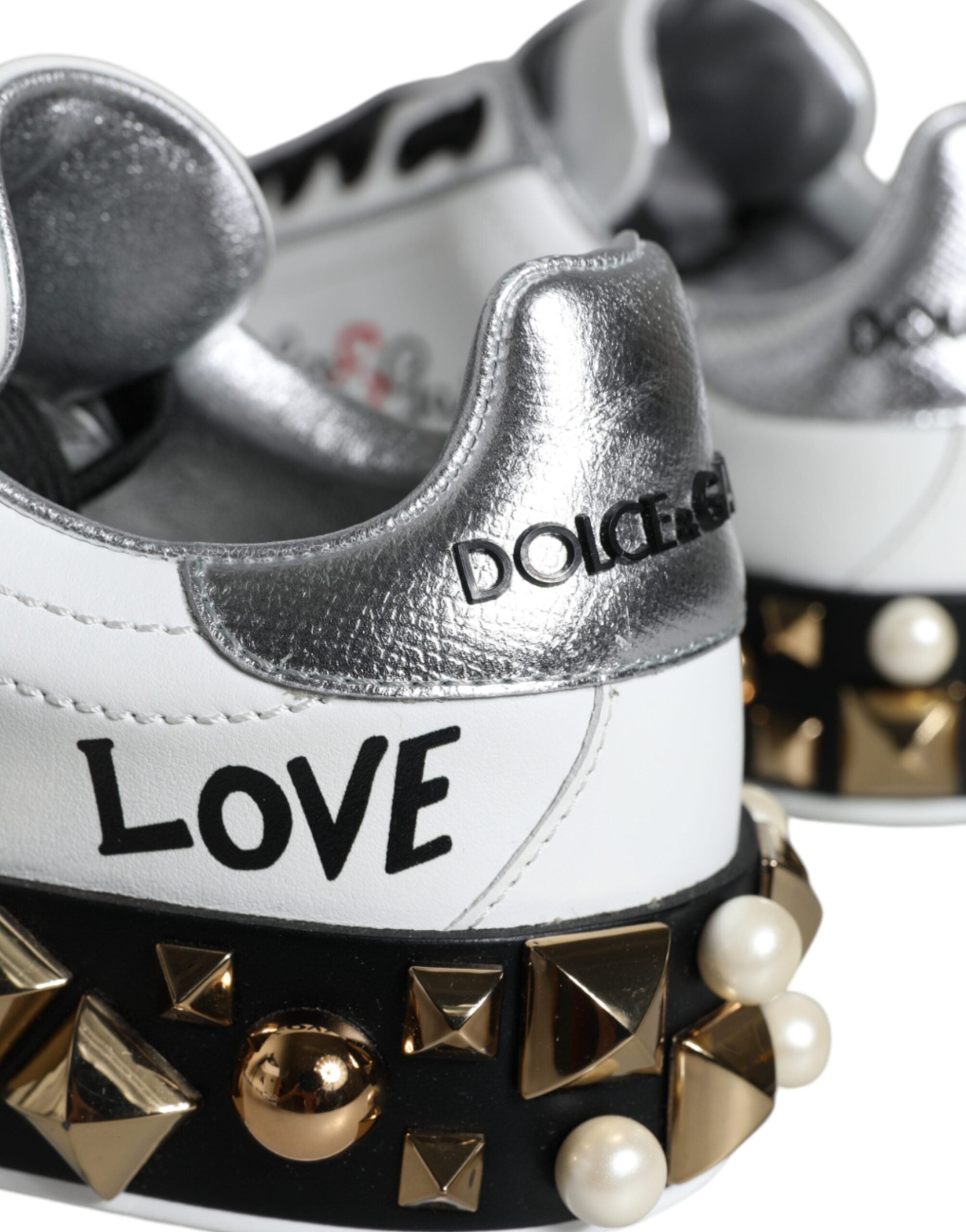 Dolce &amp; Gabbana hvide læder-blomstrede sneakerssko