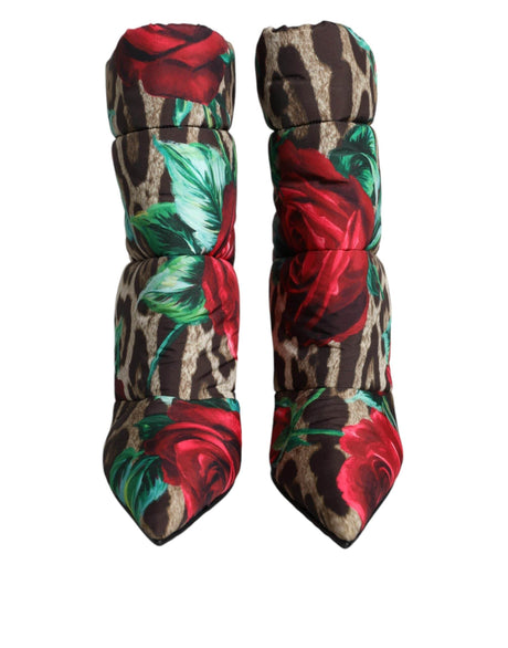 Dolce & Gabbana Multicolor Leopard Rose Mid Calf Boots Shoes - Hilstor