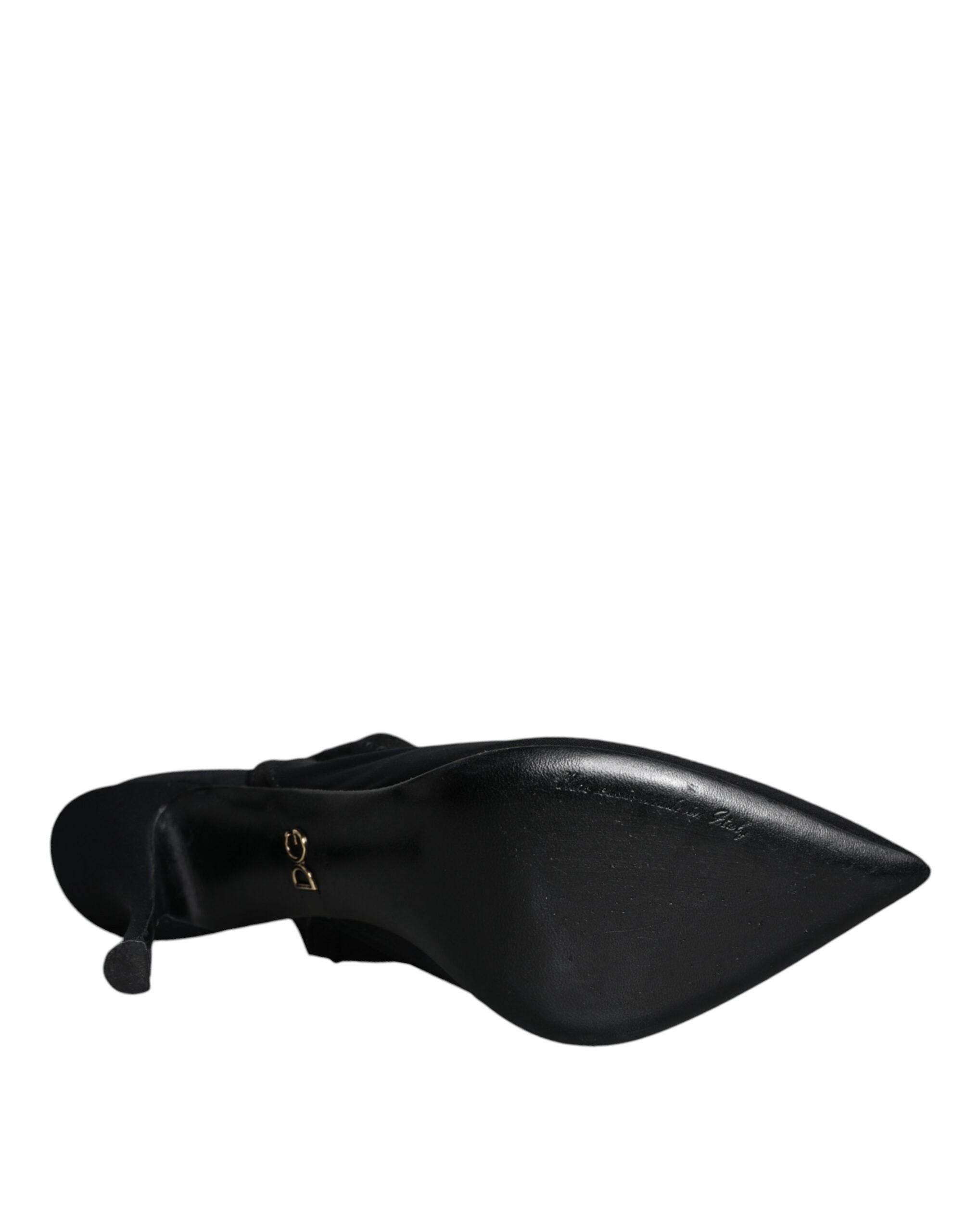 Dolce & Gabbana Black Jersey Stretch Heels Slingback Shoes - Hilstor