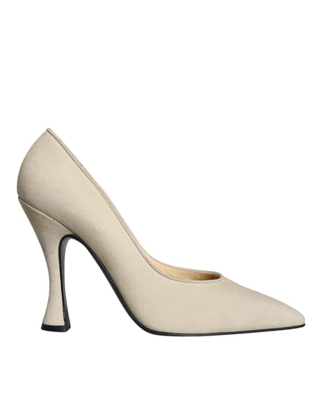 Dolce & Gabbana Beige Suede Leather High Heels Pumps Shoes - Hilstor