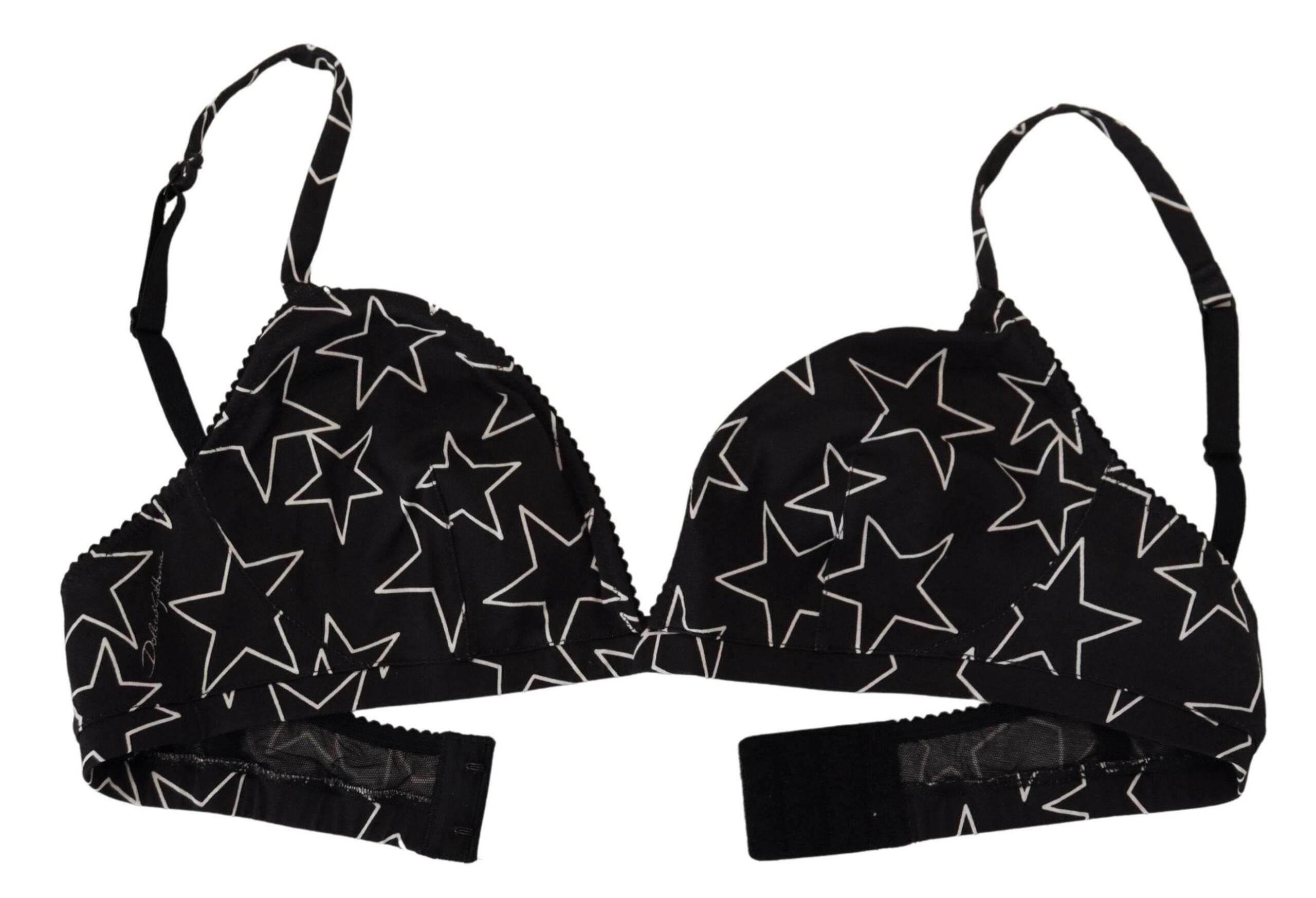 Dolce & Gabbana Black Millennials Star Non Wire Cotton Bra Underwear - Hilstor