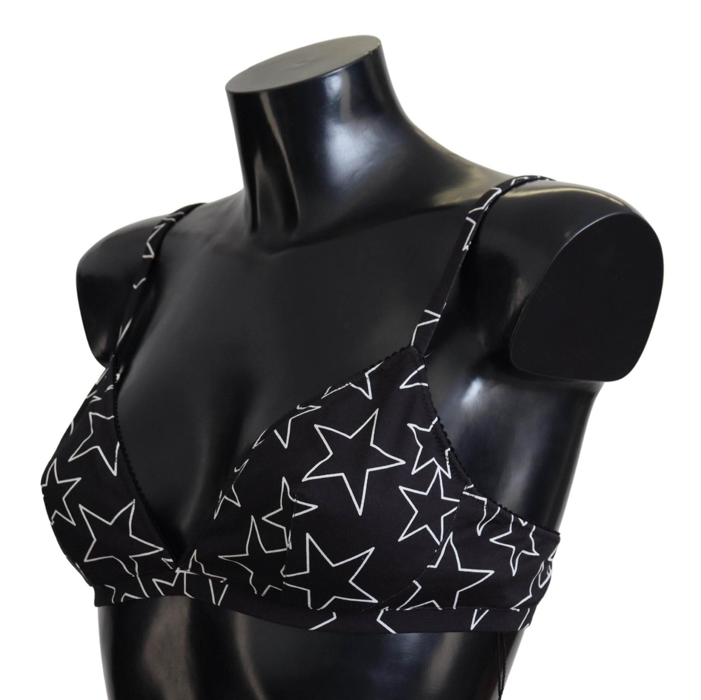 Dolce & Gabbana Black Millennials Star Non Wire Cotton Bra Underwear - Hilstor