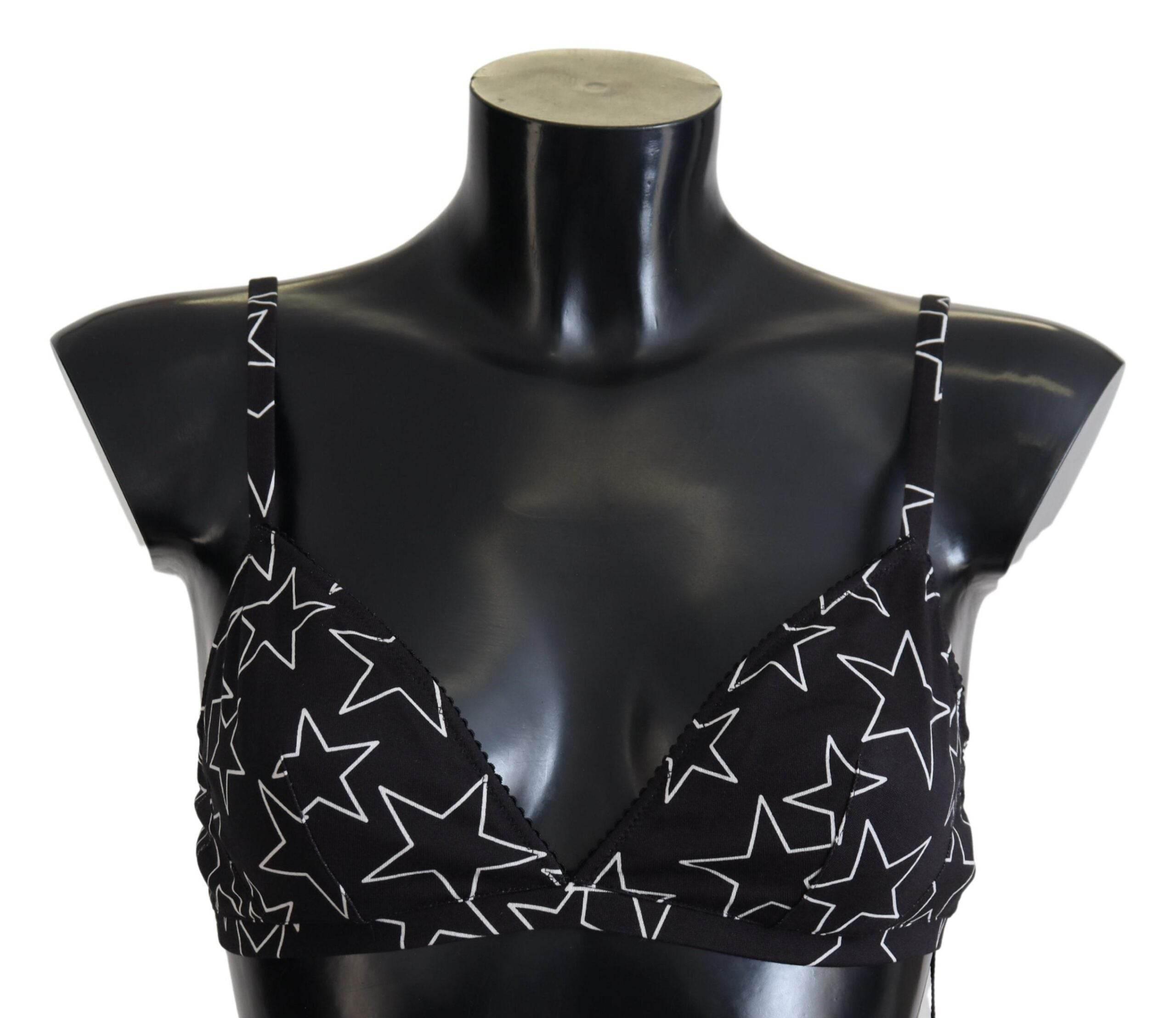 Dolce & Gabbana Black Millennials Star Non Wire Cotton Bra Underwear - Hilstor
