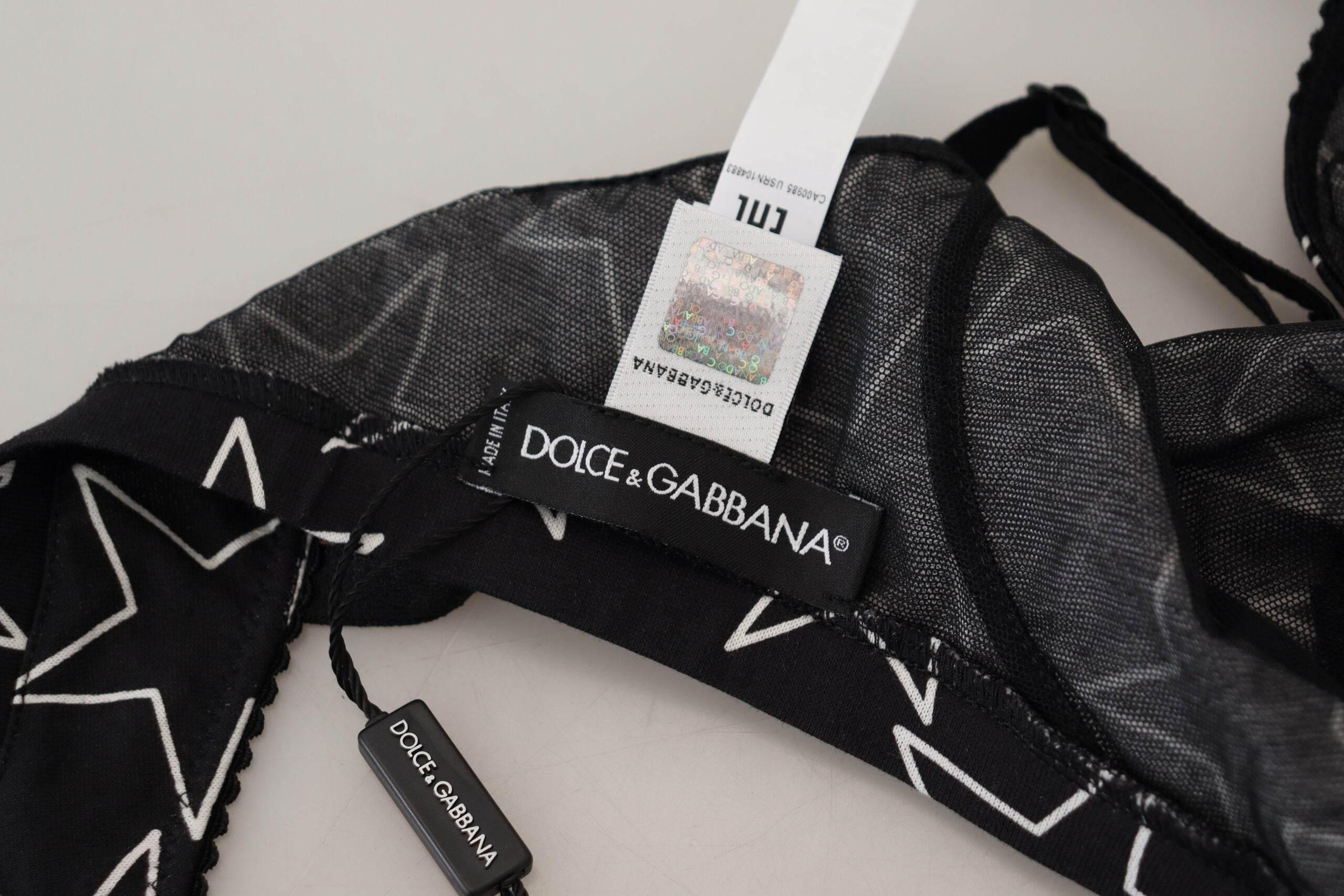 Dolce & Gabbana Black Millennials Star Non Wire Cotton Bra Underwear - Hilstor